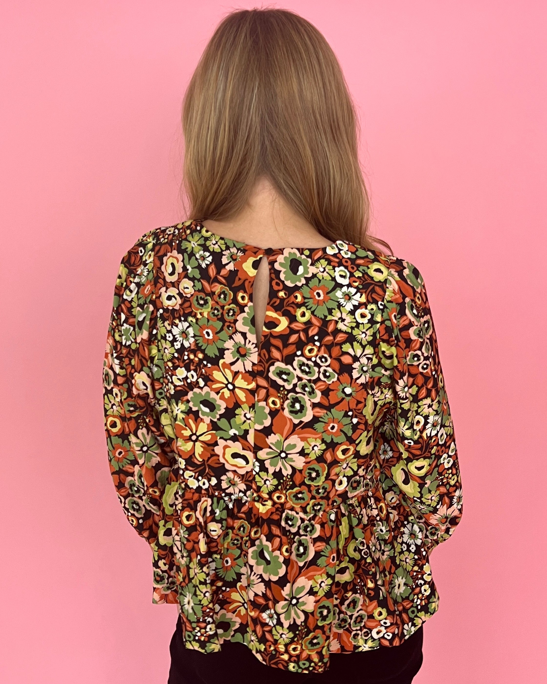 Need You Back Black Floral Print Bubble Sleeve Top-Shop-Womens-Boutique-Clothing