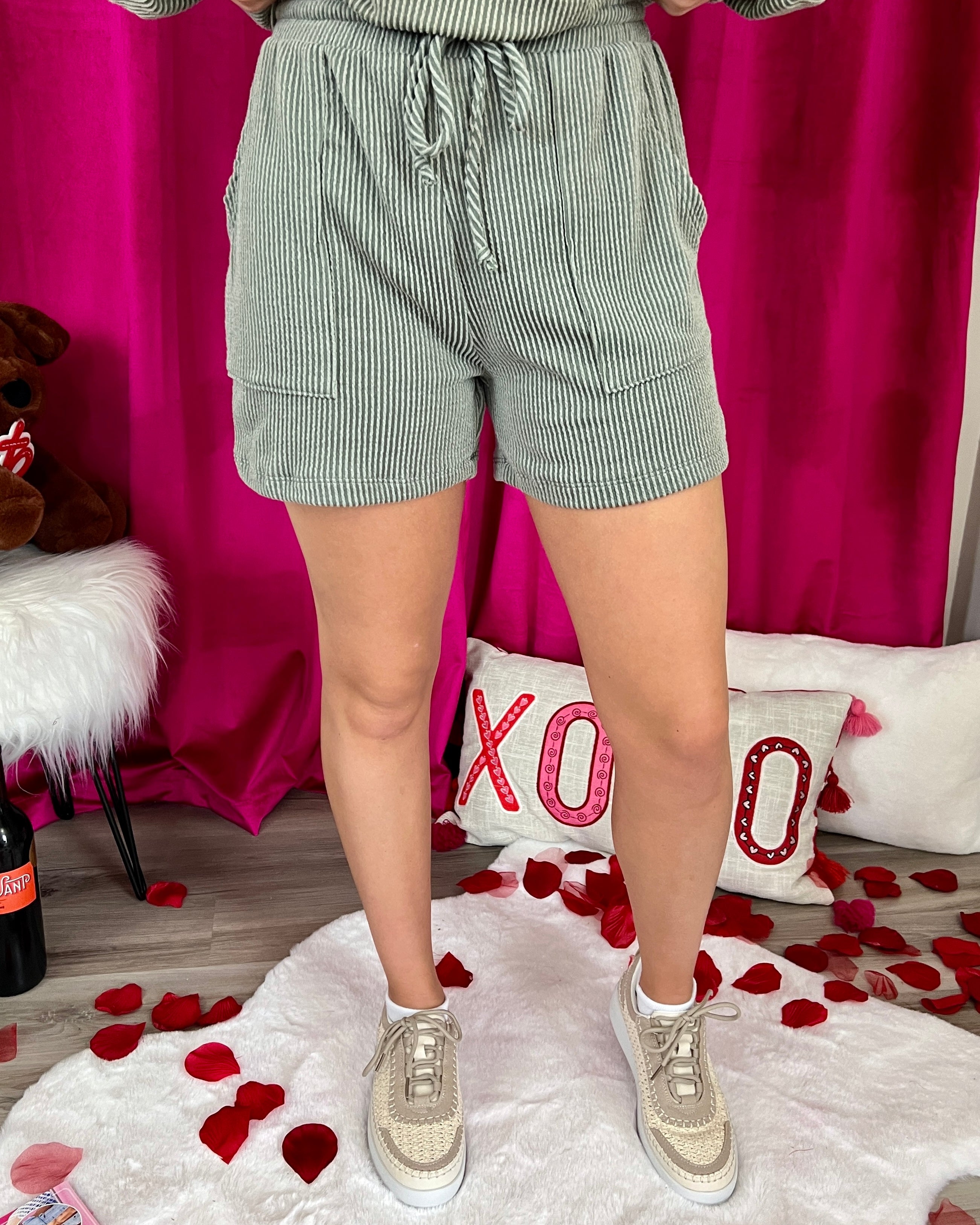 Try & Try Army Ribbed Shorts-Shop-Womens-Boutique-Clothing
