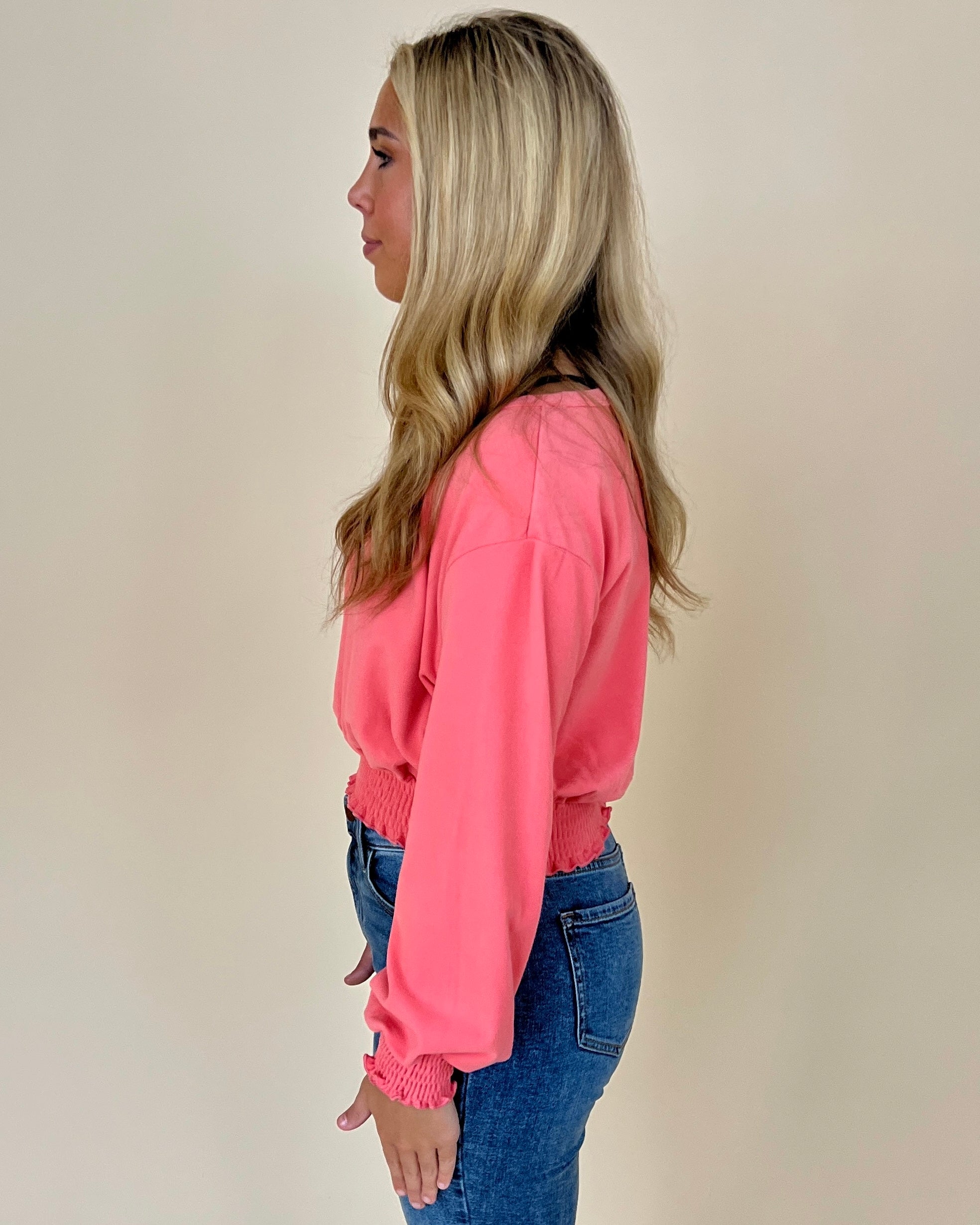 Meet Me Coral Brushed Crop Top-Shop-Womens-Boutique-Clothing