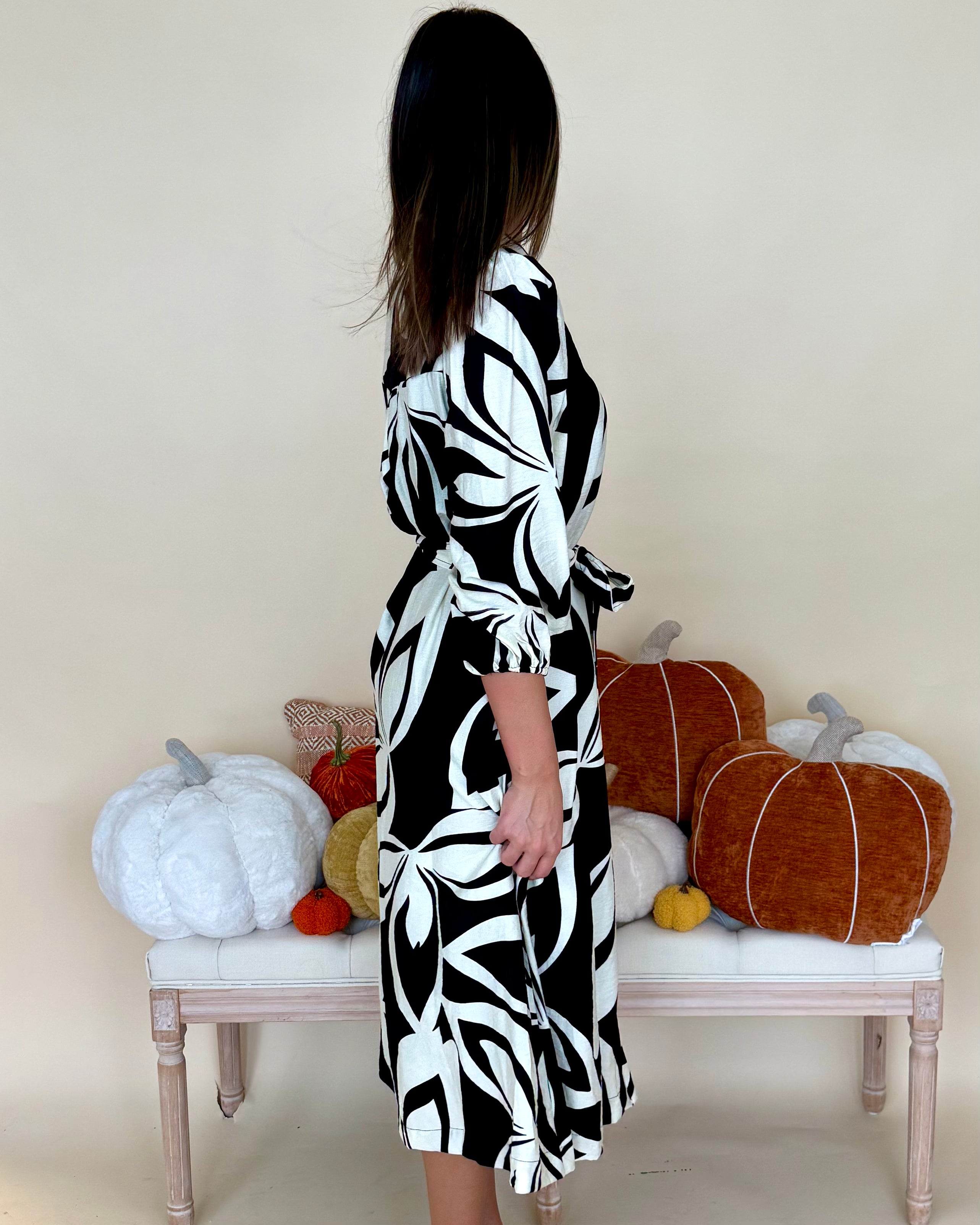 Without Thinking Black Abstract Shirt Dress-Shop-Womens-Boutique-Clothing