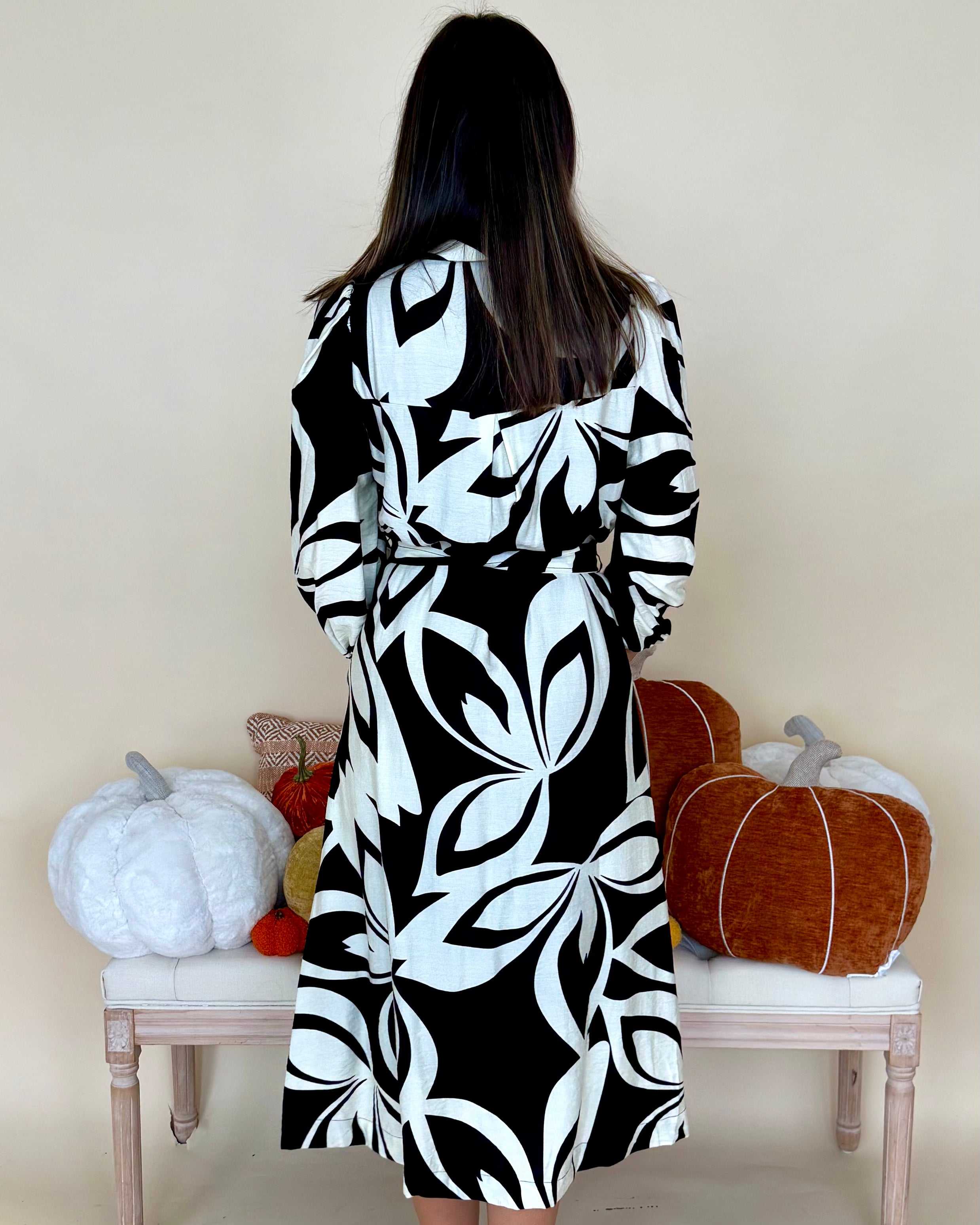 Without Thinking Black Abstract Shirt Dress-Shop-Womens-Boutique-Clothing