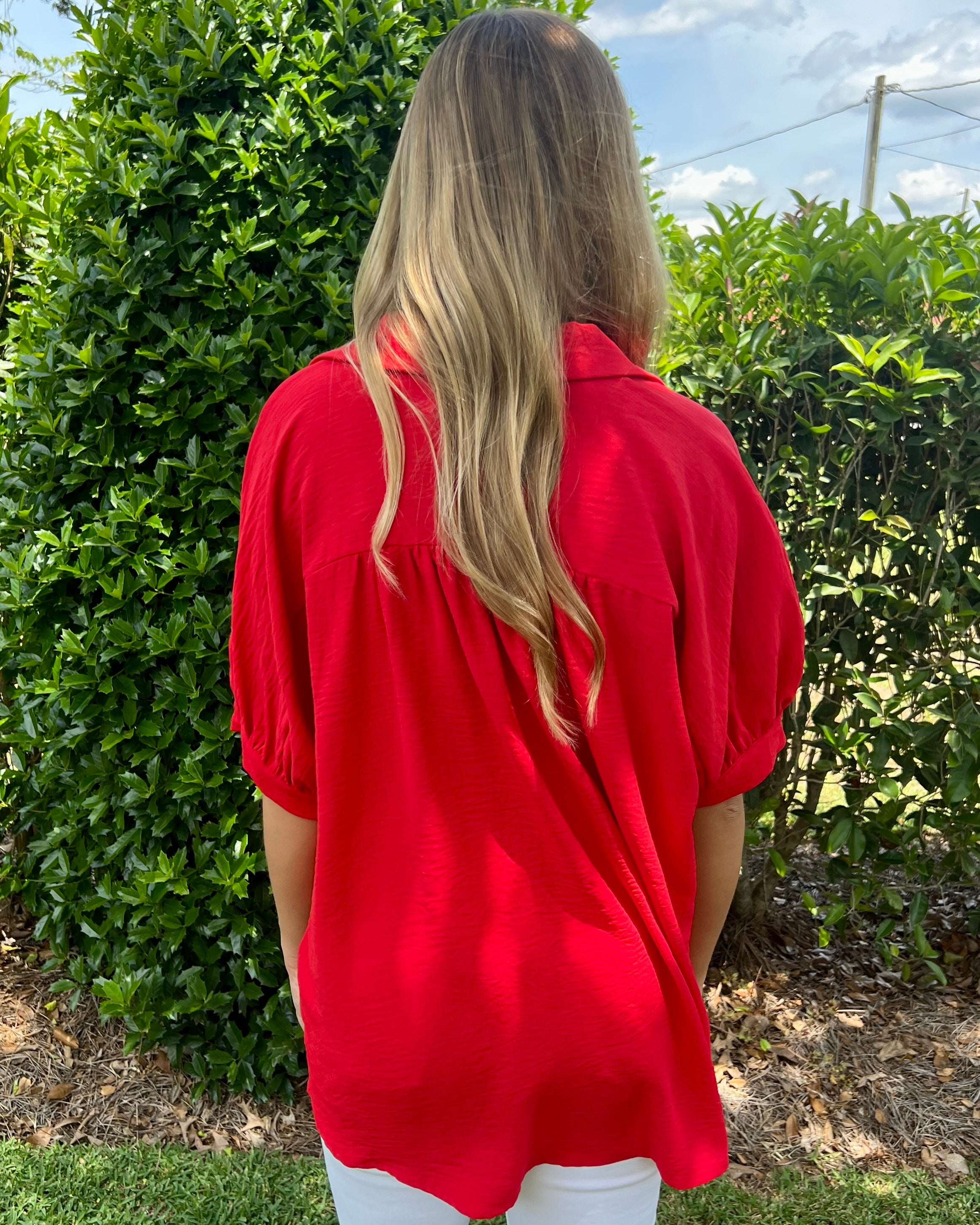 Can't Change Tomato Red Collared Top-Shop-Womens-Boutique-Clothing