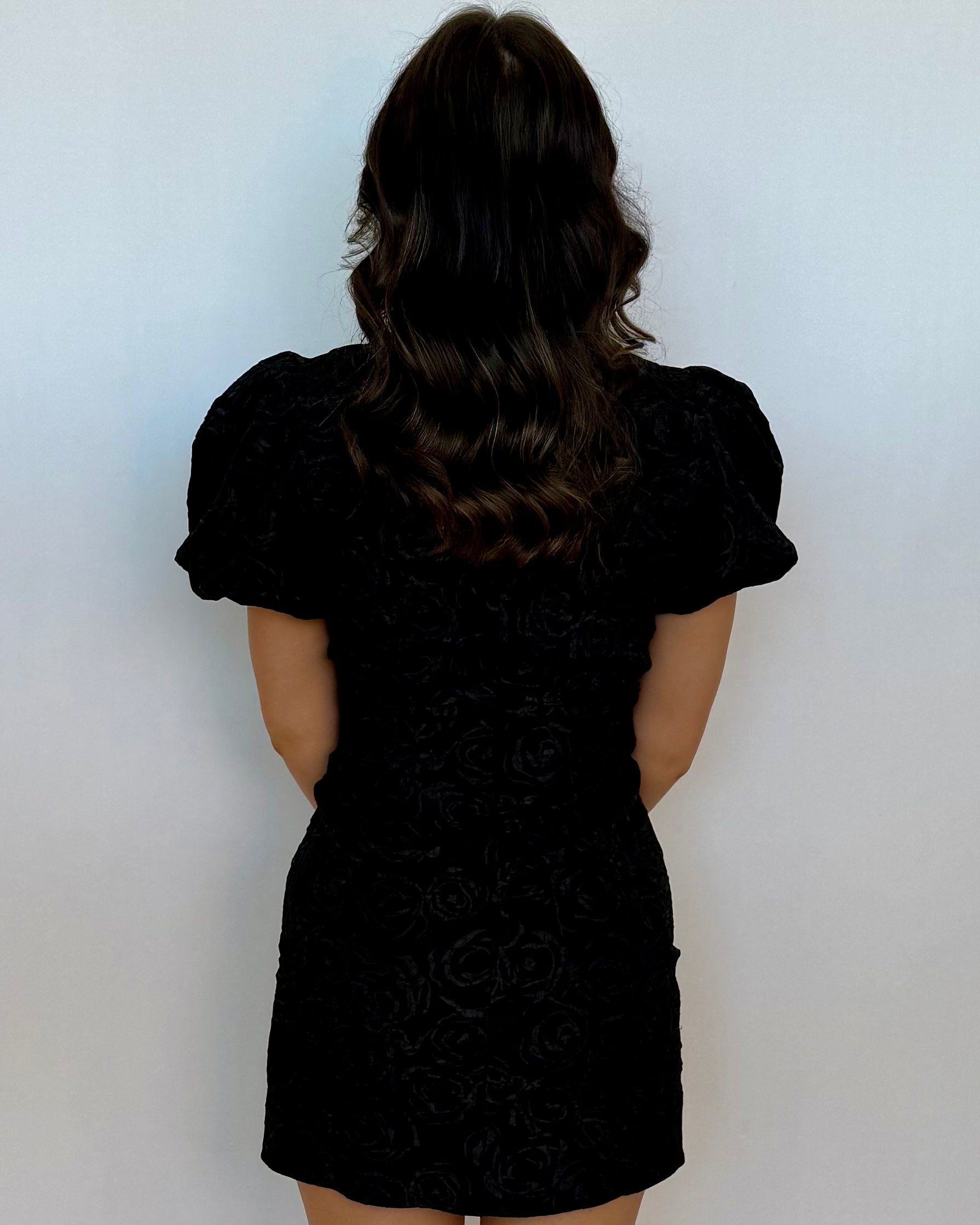 Deserve It Black Jacquard Bow Dress-Shop-Womens-Boutique-Clothing