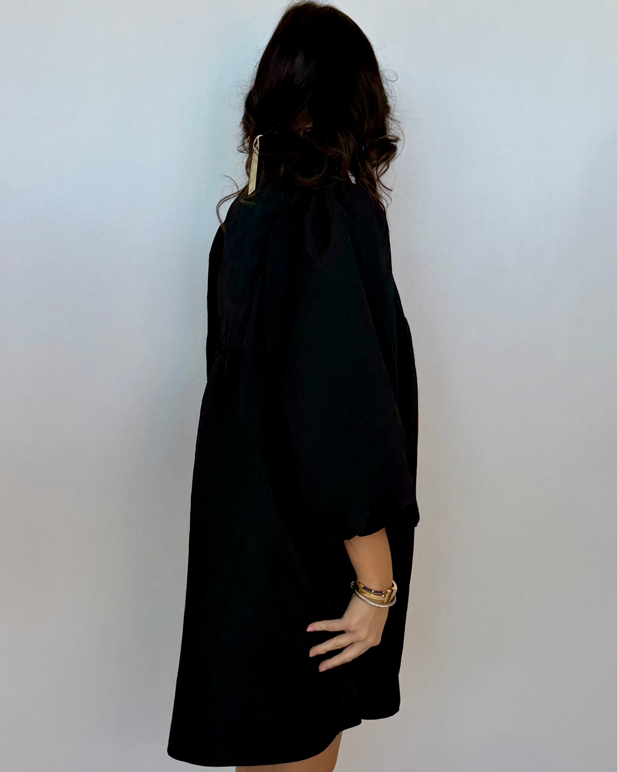 Wear It Out Black Textured Babydoll Dress-Shop-Womens-Boutique-Clothing