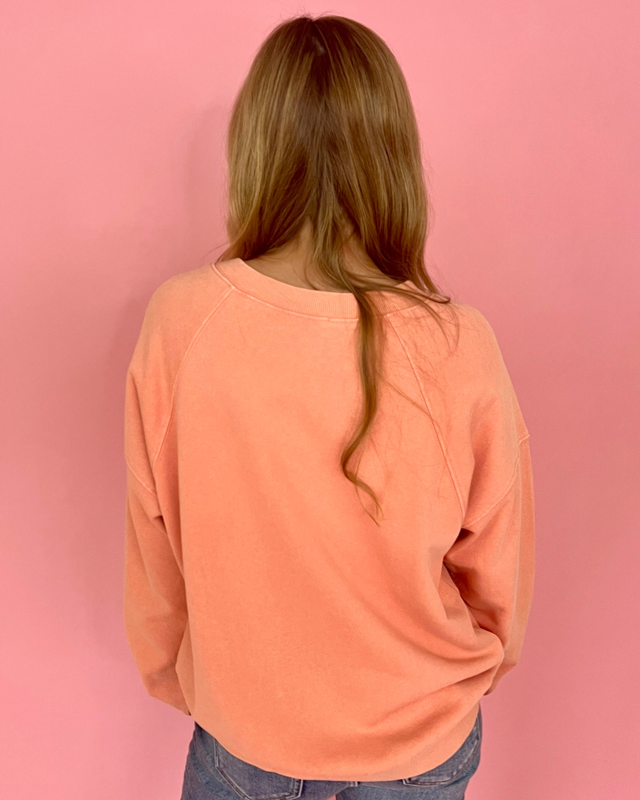 On The Go Lt Coral Mineral Washed Sweatshirt Top-Shop-Womens-Boutique-Clothing