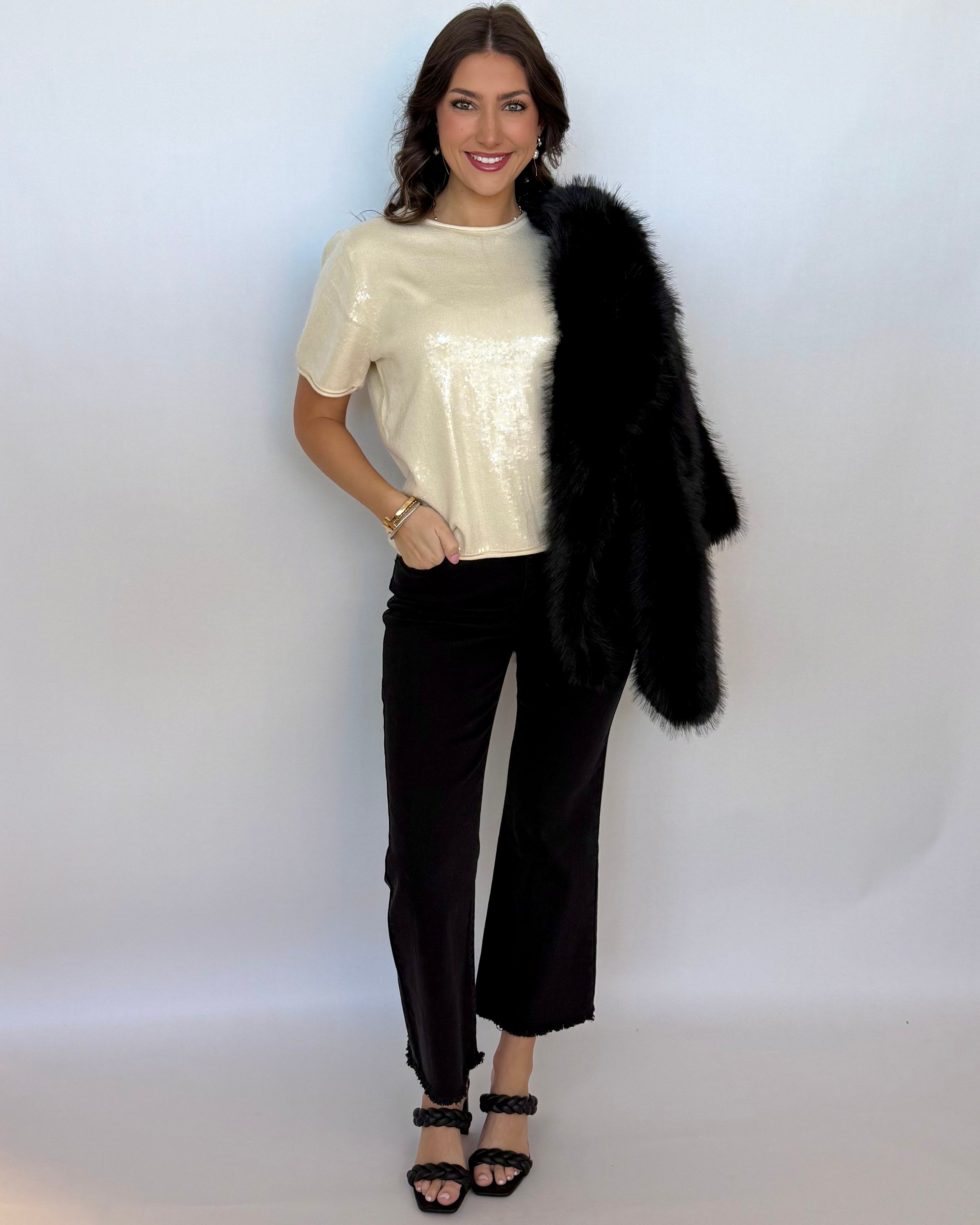 Ain't It Fun Cream Sequin Top-Shop-Womens-Boutique-Clothing