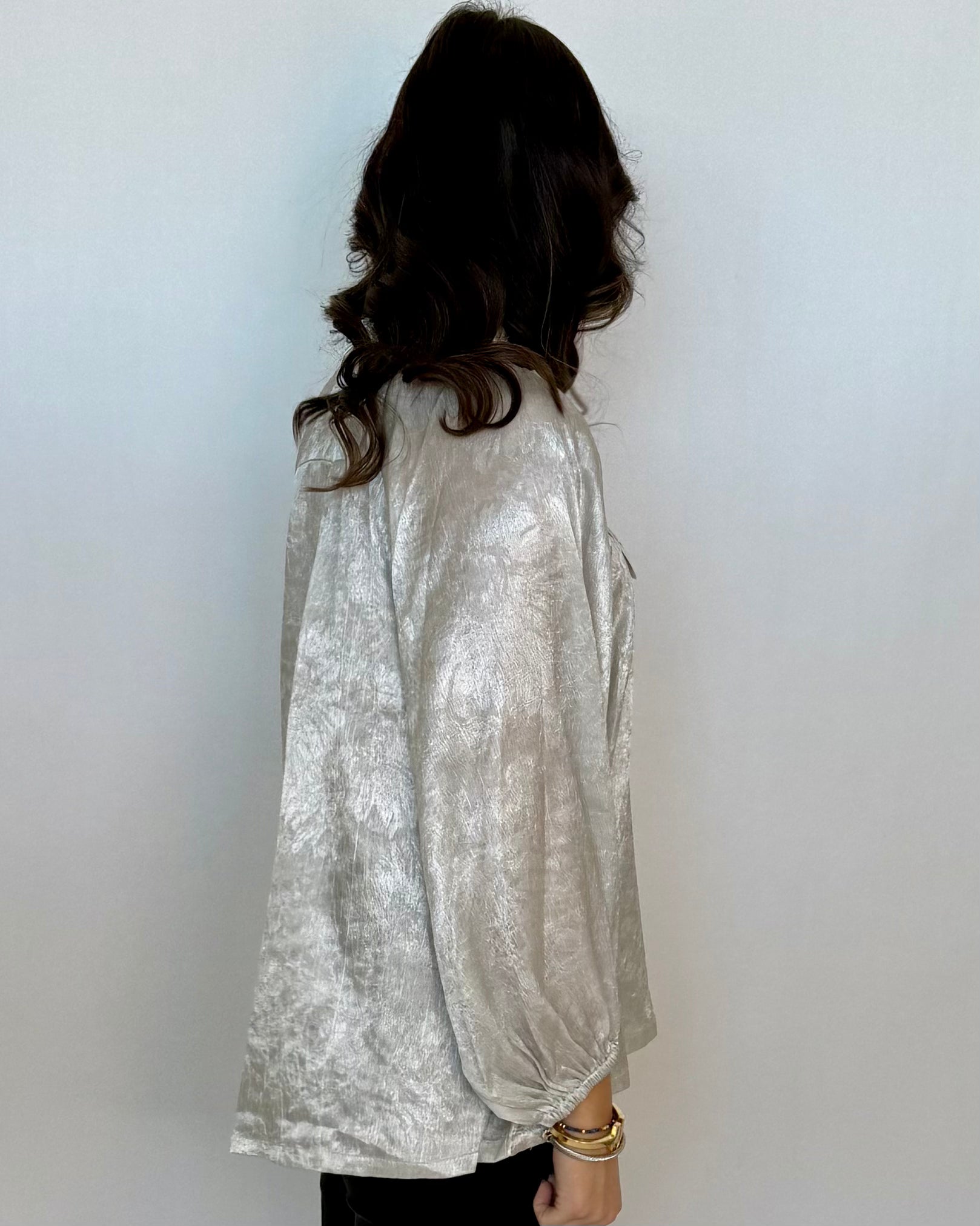 Always Mindful Silver Brocade Top-Shop-Womens-Boutique-Clothing