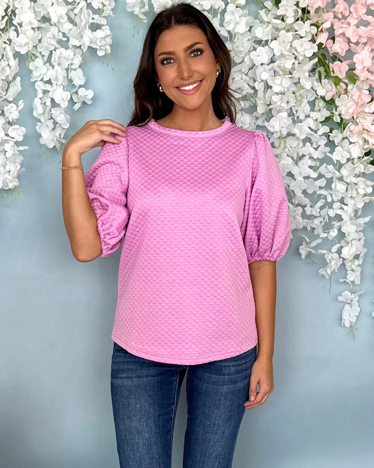 Walk Away Rose Embossed Top-Shop-Womens-Boutique-Clothing