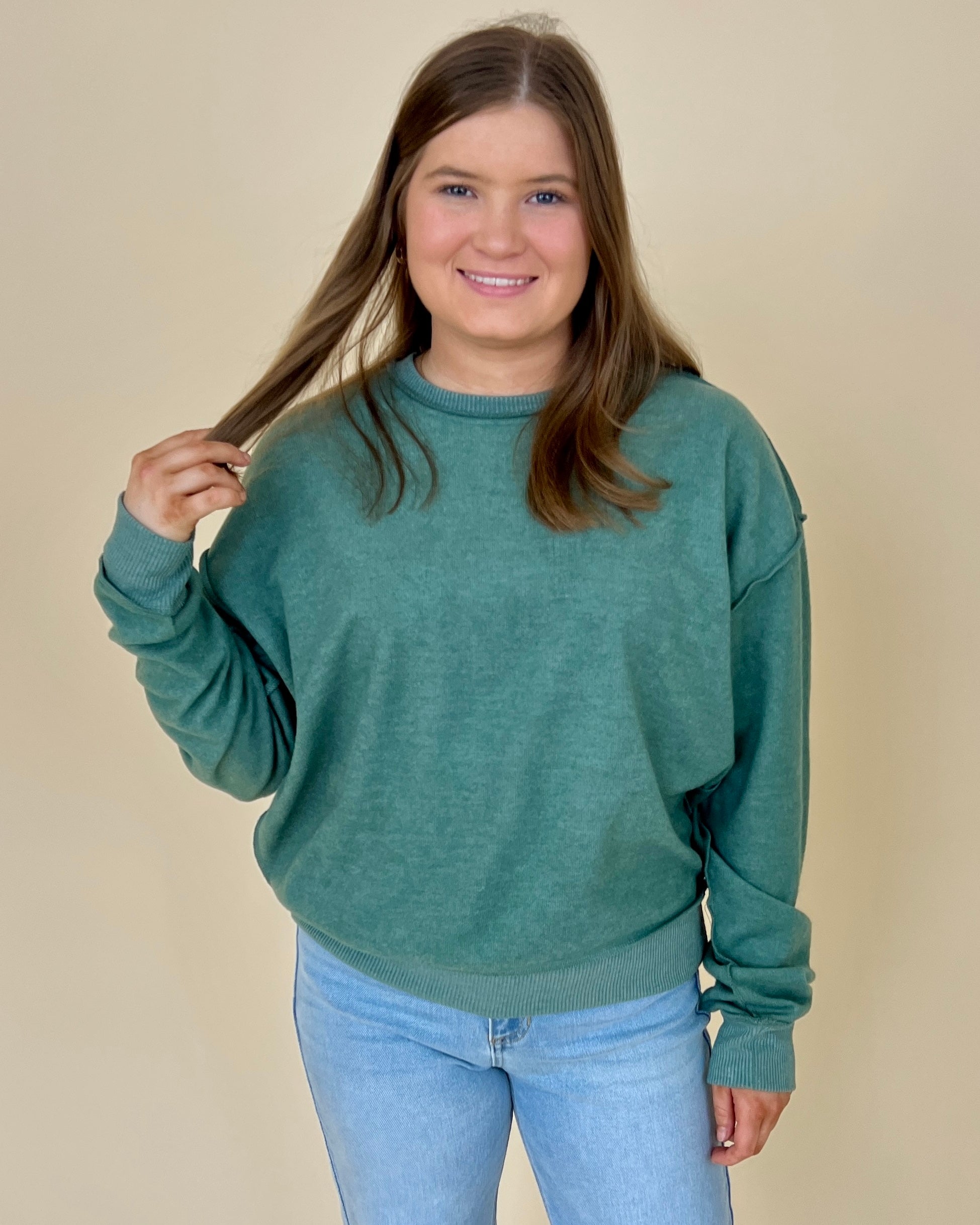 Don't Blame Me Gray Green Knit Top-Shop-Womens-Boutique-Clothing