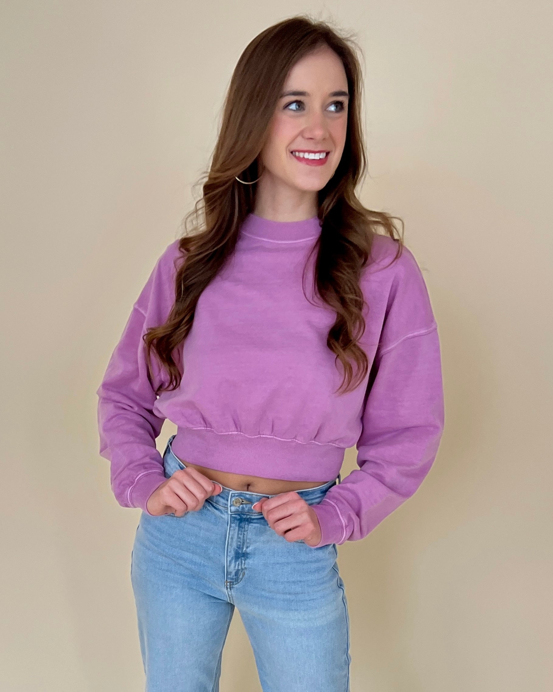 Great News Vintage Plum Cropped Top-Shop-Womens-Boutique-Clothing