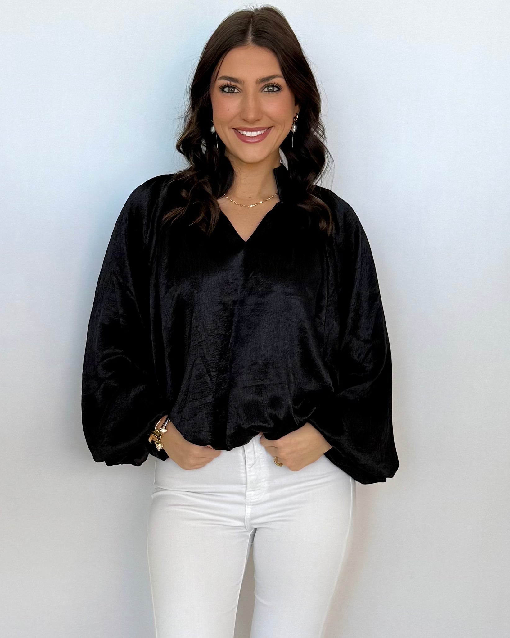 Till I Found You Black Metallic Pleated Top-Shop-Womens-Boutique-Clothing