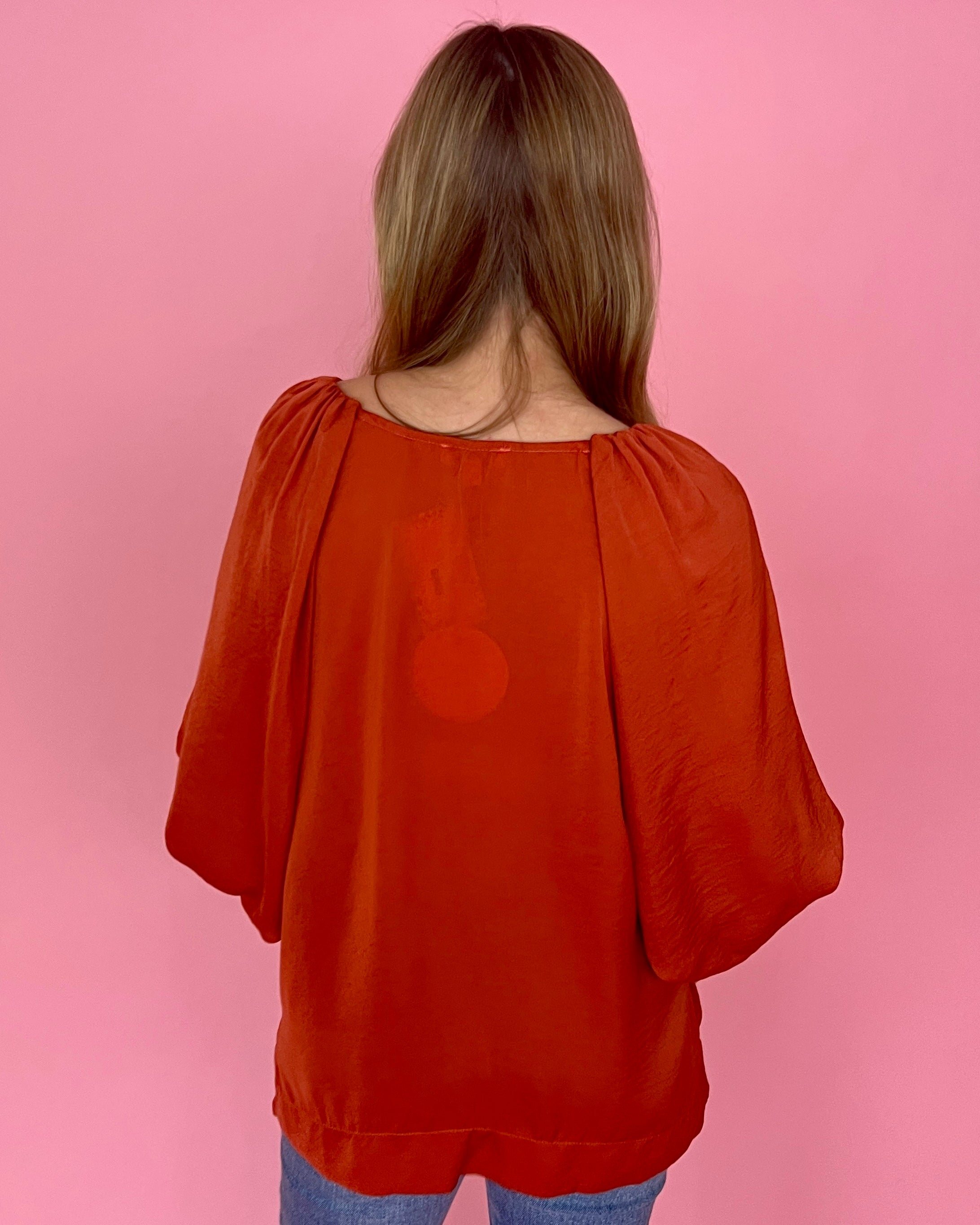 We're Not Done Sunset Satin Balloon Sleeve Top-Shop-Womens-Boutique-Clothing