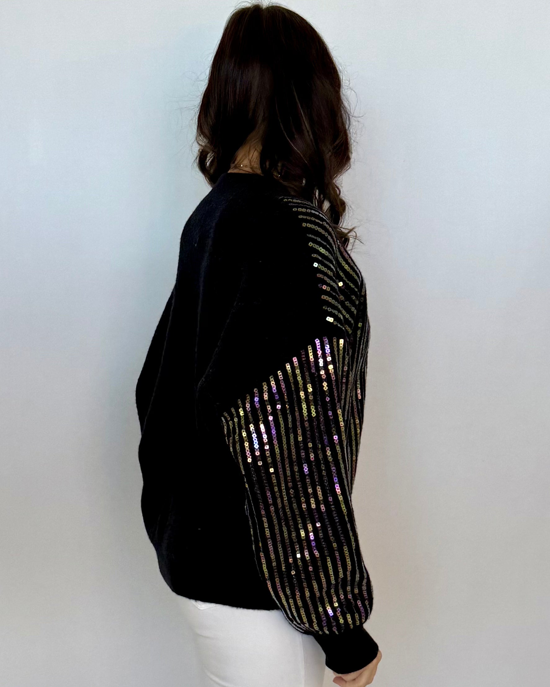 Wander With Me Black Clear Sequin Sweater-Shop-Womens-Boutique-Clothing