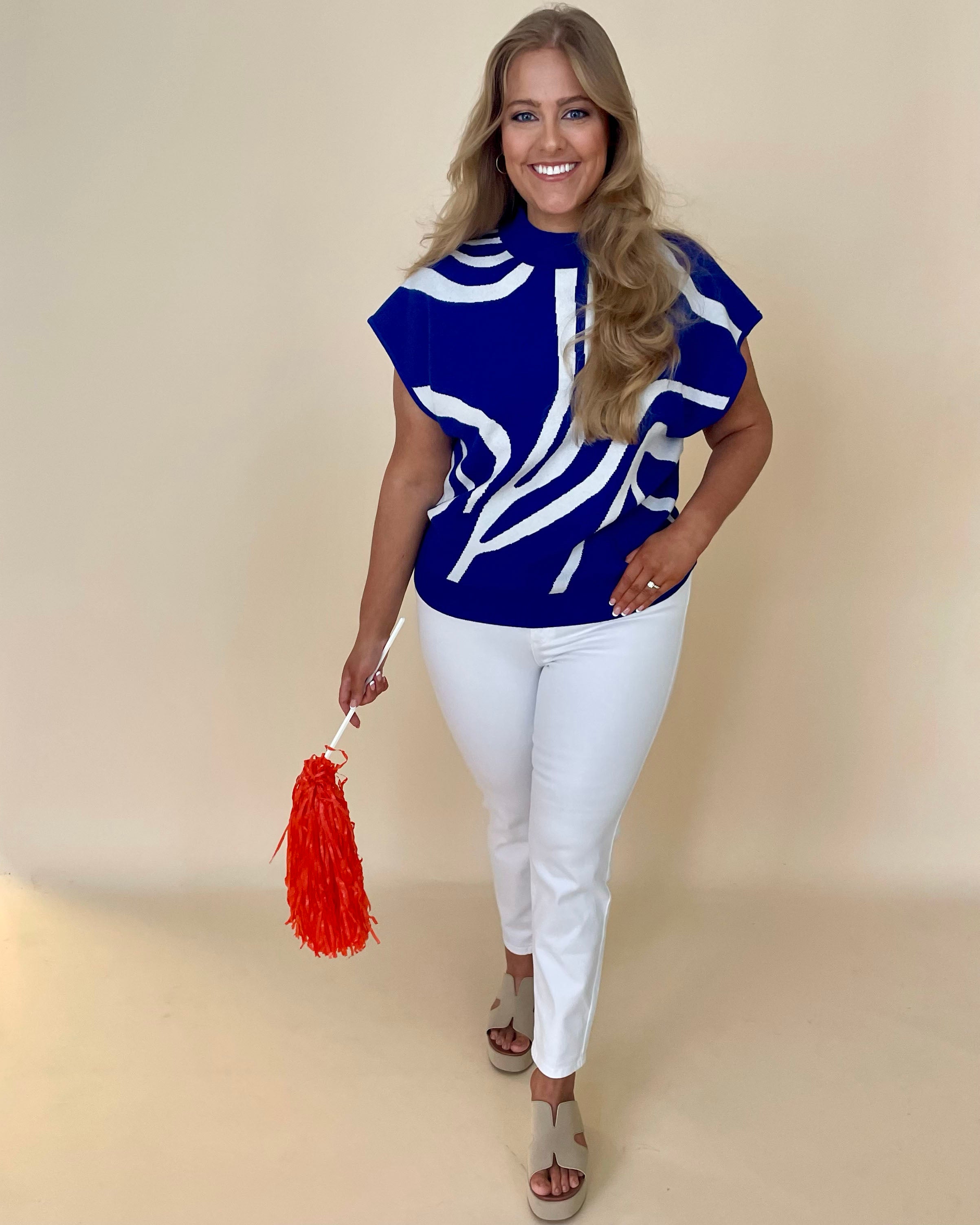 Take It All Royal Blue Plus Swirl Top-Shop-Womens-Boutique-Clothing