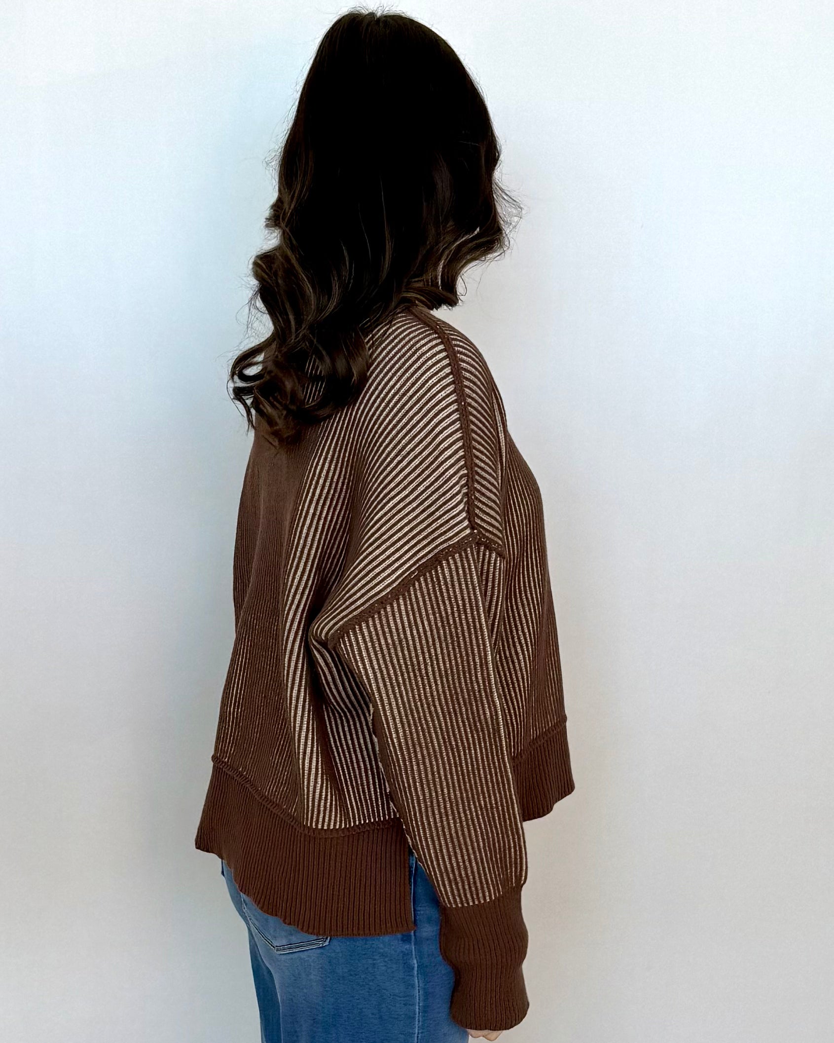 Maple Lane Brown Round Neck Sweater-Shop-Womens-Boutique-Clothing