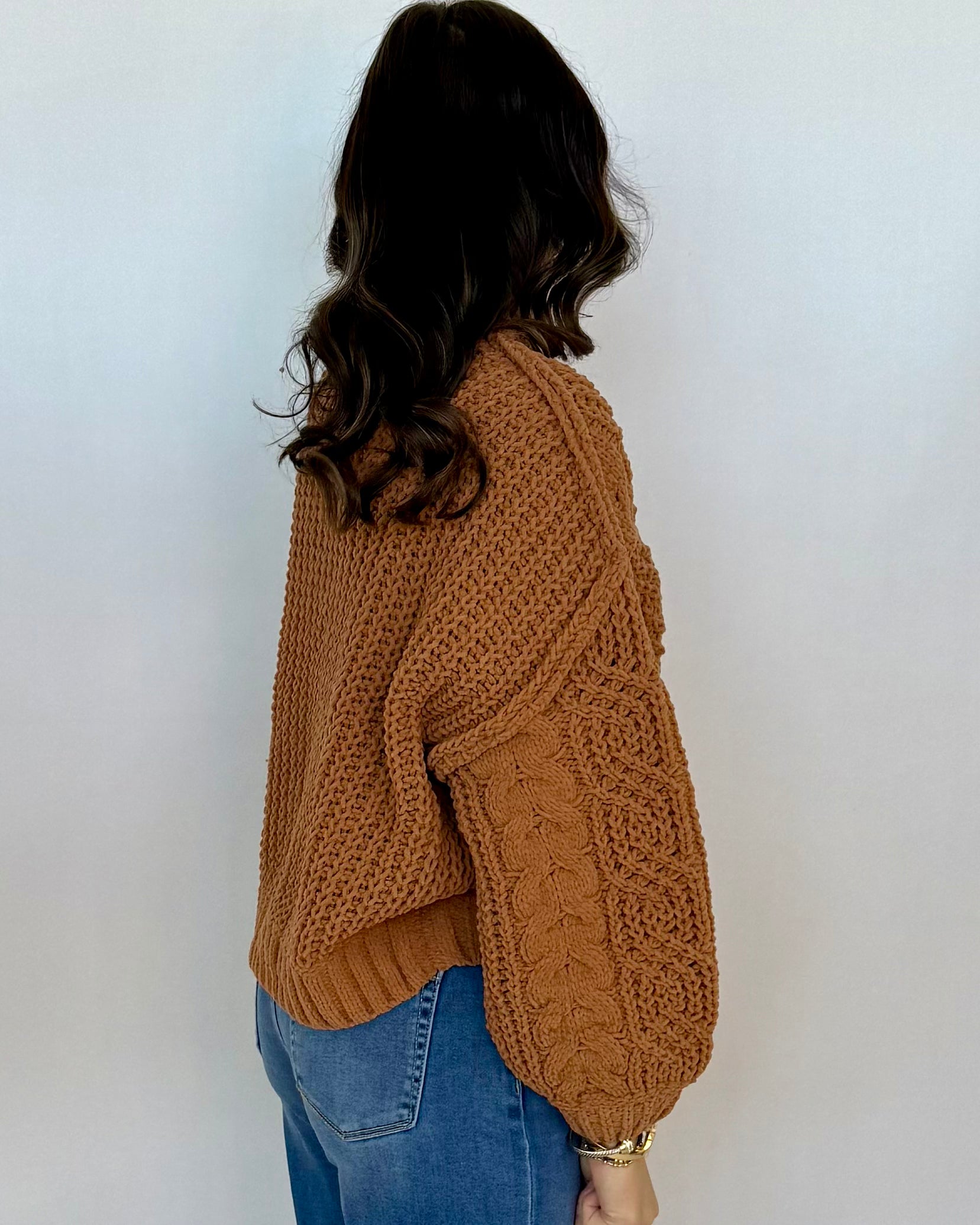 Woodlands Deep Camel Cable Knit Sweater-Shop-Womens-Boutique-Clothing