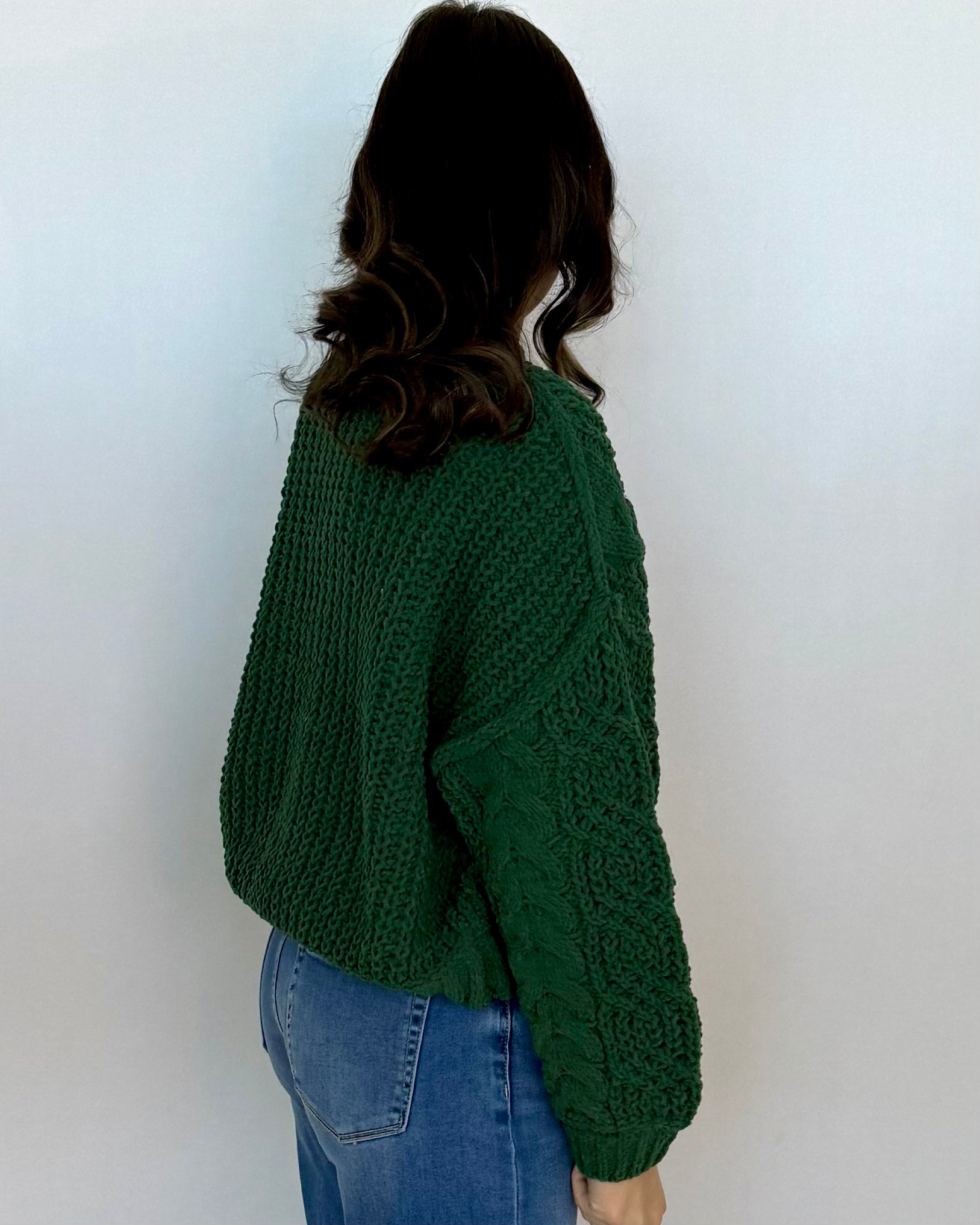Woodlands Dk Green Cable Knit Sweater-Shop-Womens-Boutique-Clothing