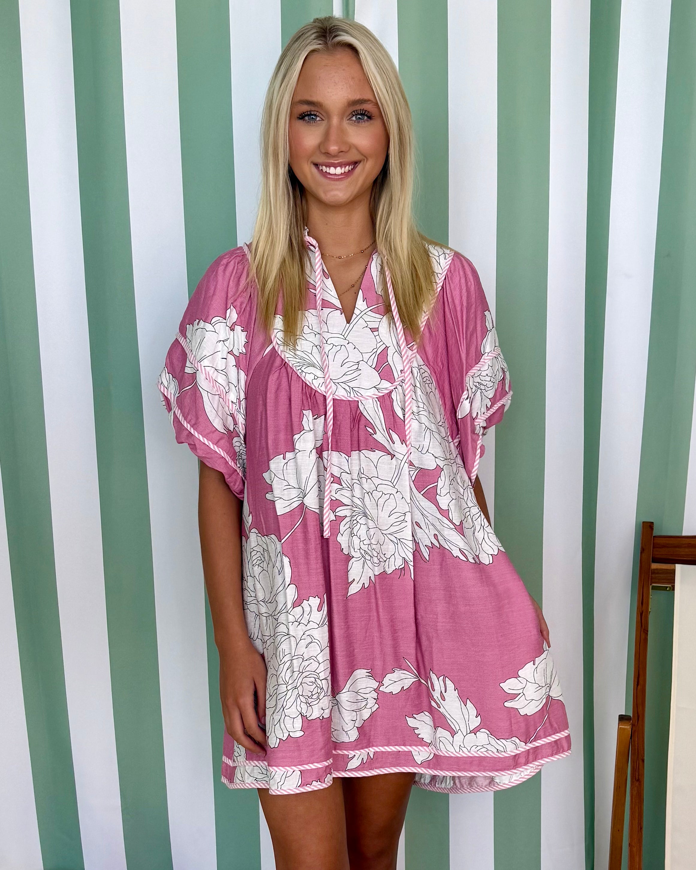 Graceful Smile Mauve Floral Babydoll Dress-Shop-Womens-Boutique-Clothing