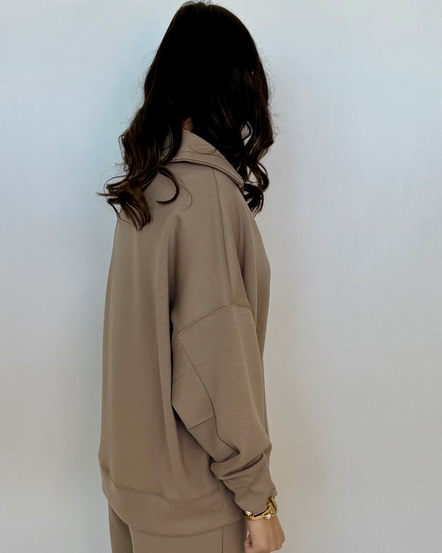 Town Lights Cocoa Scuba Collared Set-Shop-Womens-Boutique-Clothing