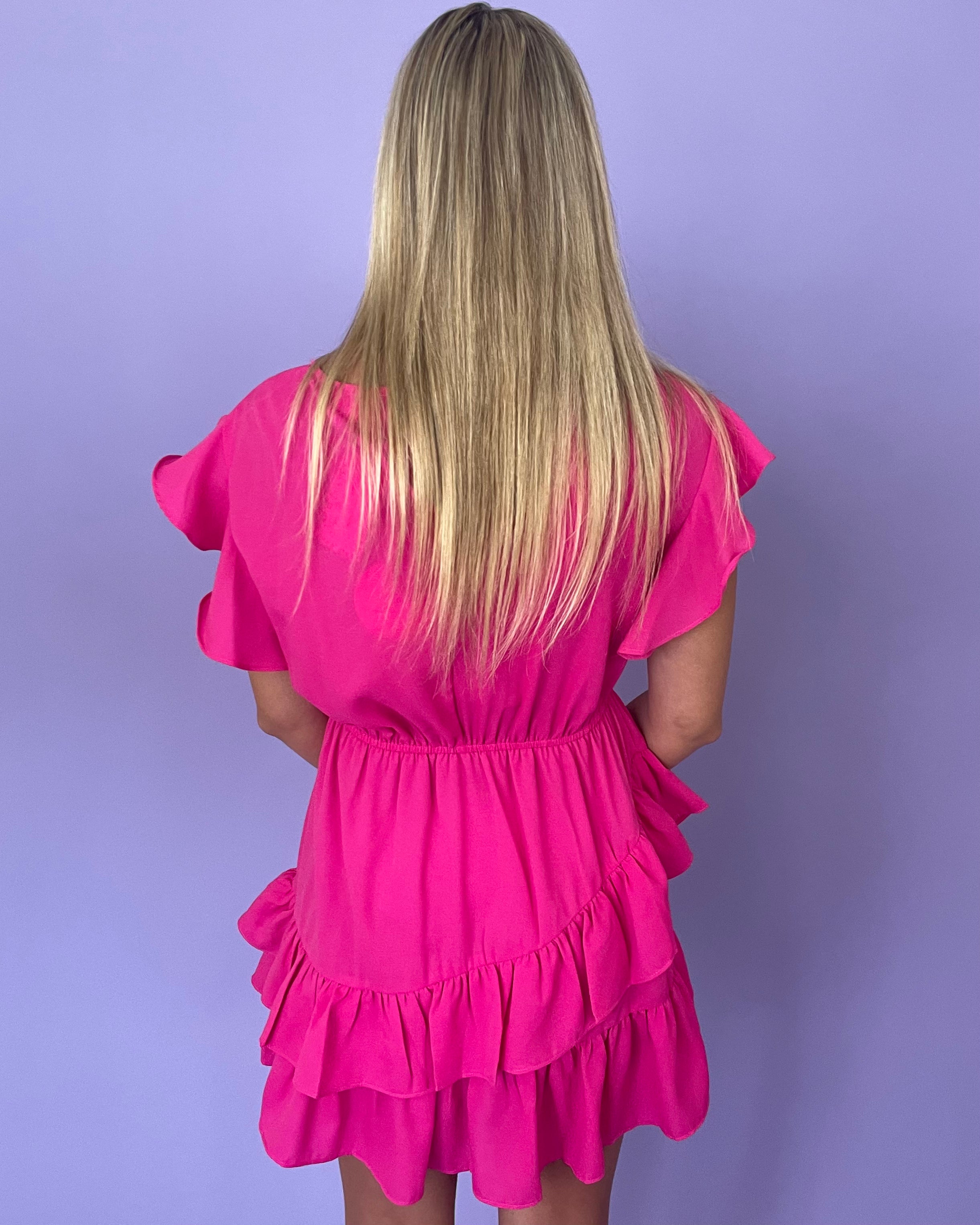 The Lead Hot Pink Ruffle Dress-Shop-Womens-Boutique-Clothing