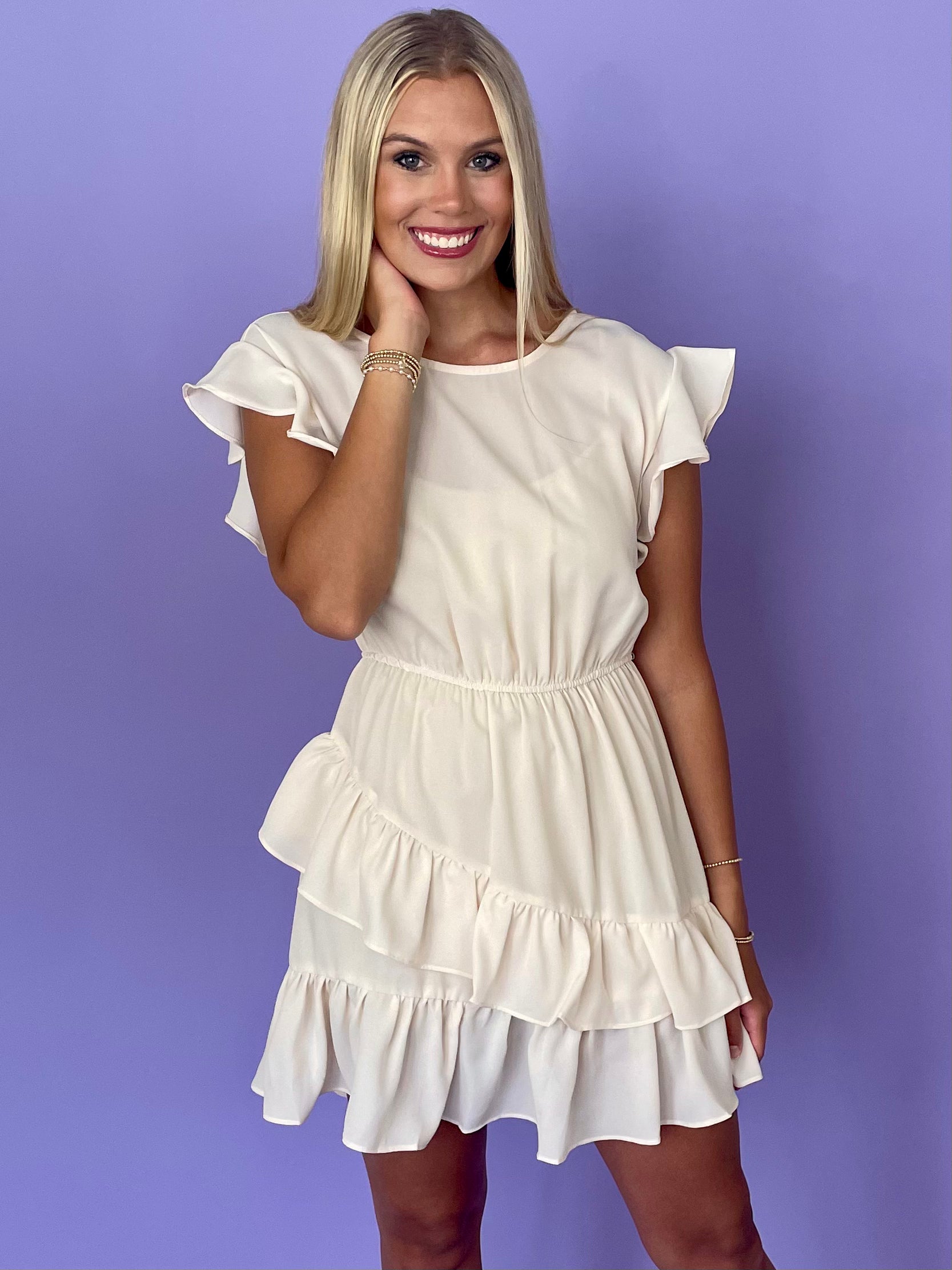 The Lead Off White Ruffle Dress-Shop-Womens-Boutique-Clothing