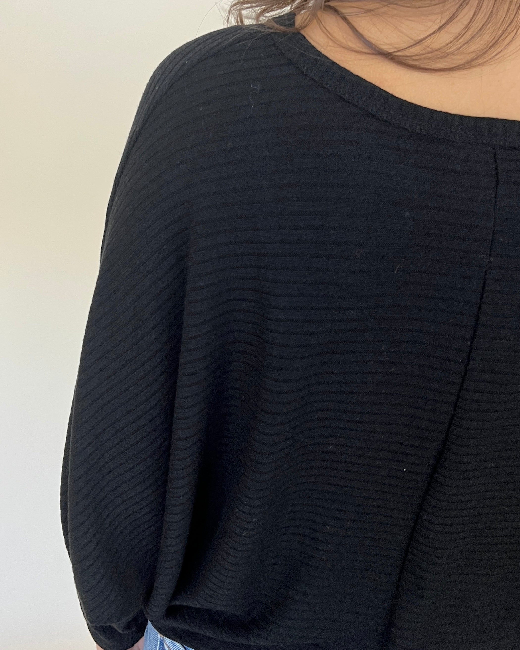 Cozy Walks Black Ribbed Batwing Sweater-Shop-Womens-Boutique-Clothing