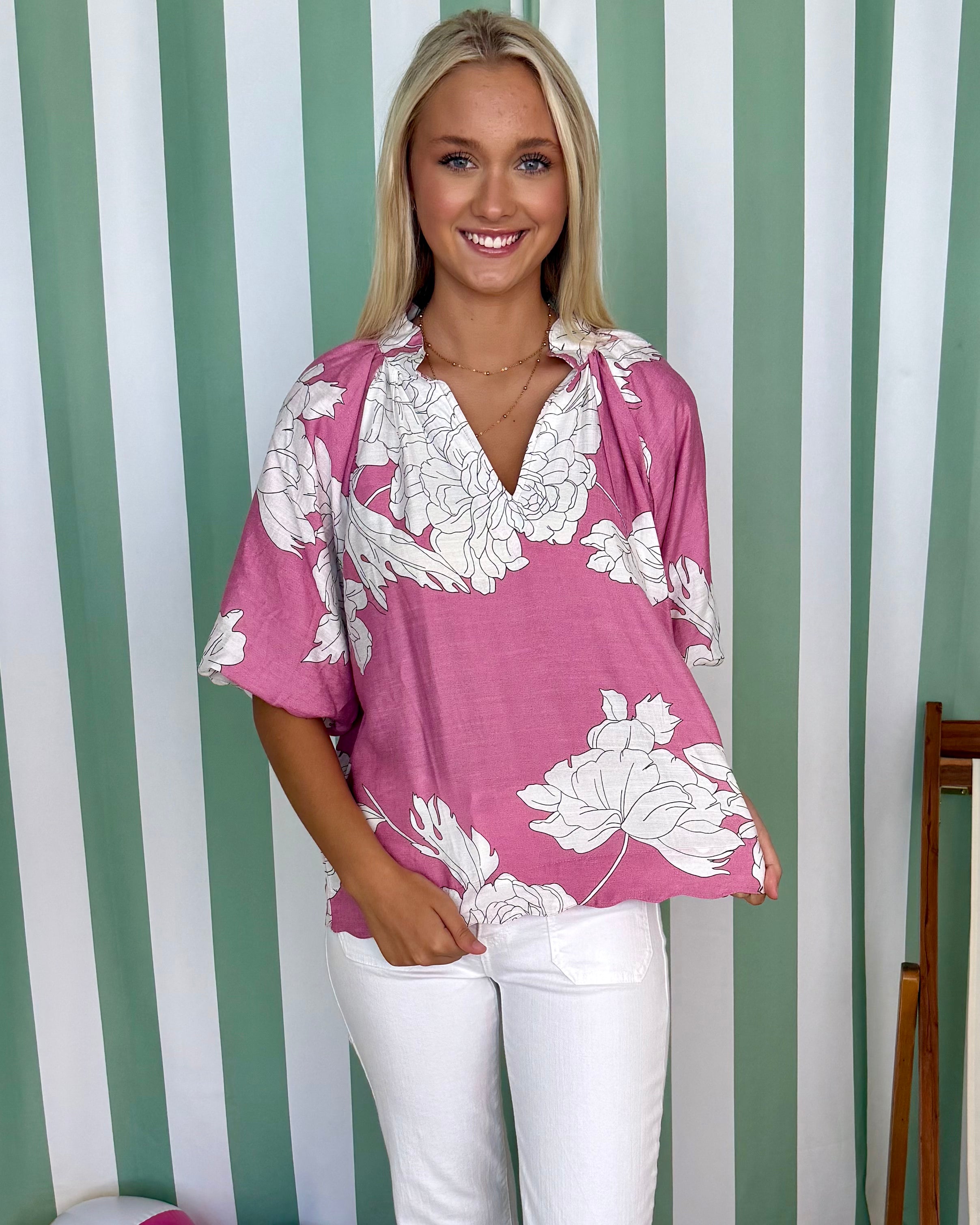 Exciting Love Rose Floral Print Top-Shop-Womens-Boutique-Clothing