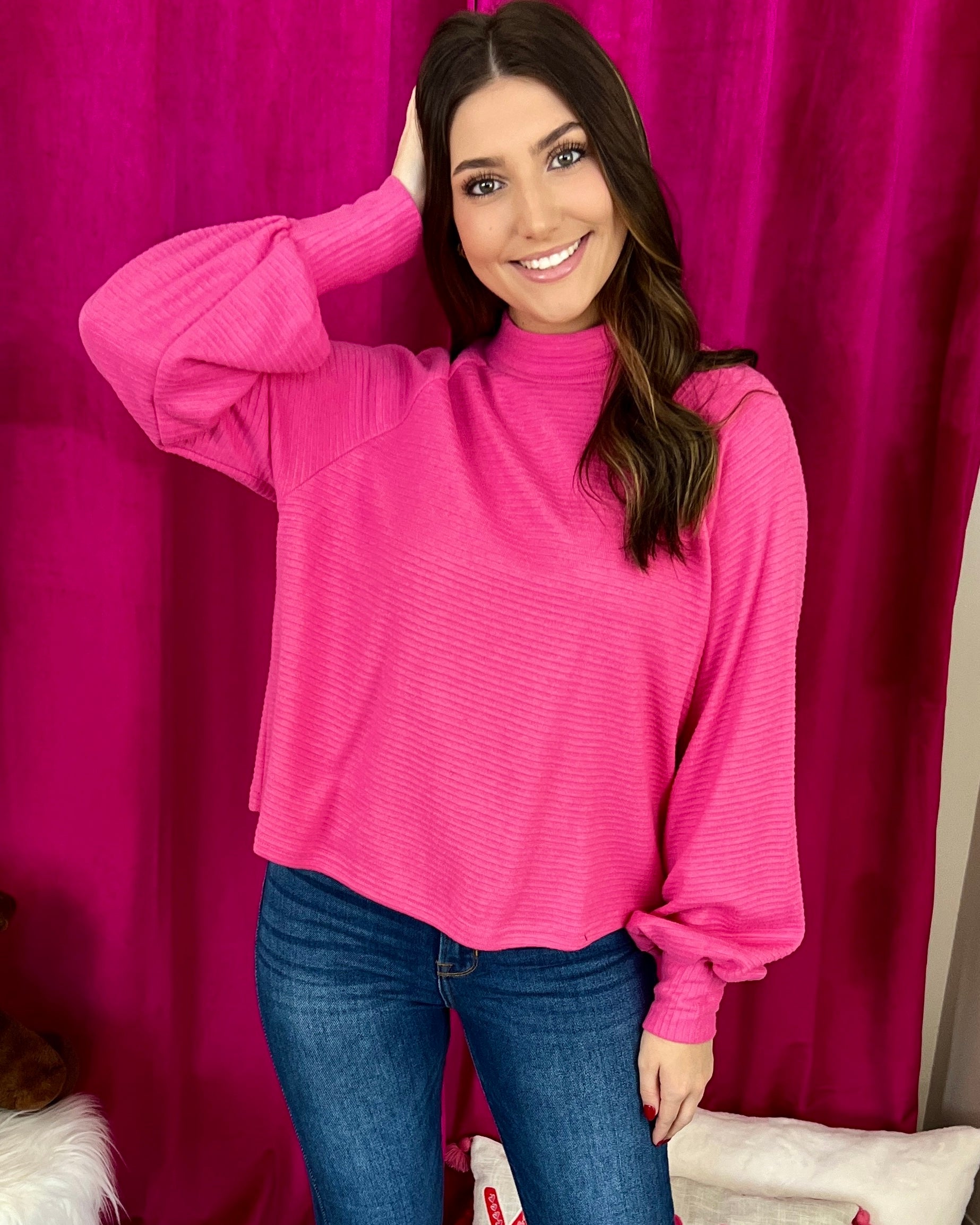 Warm Feeling Pink Ribbed Sweatshirt-Shop-Womens-Boutique-Clothing