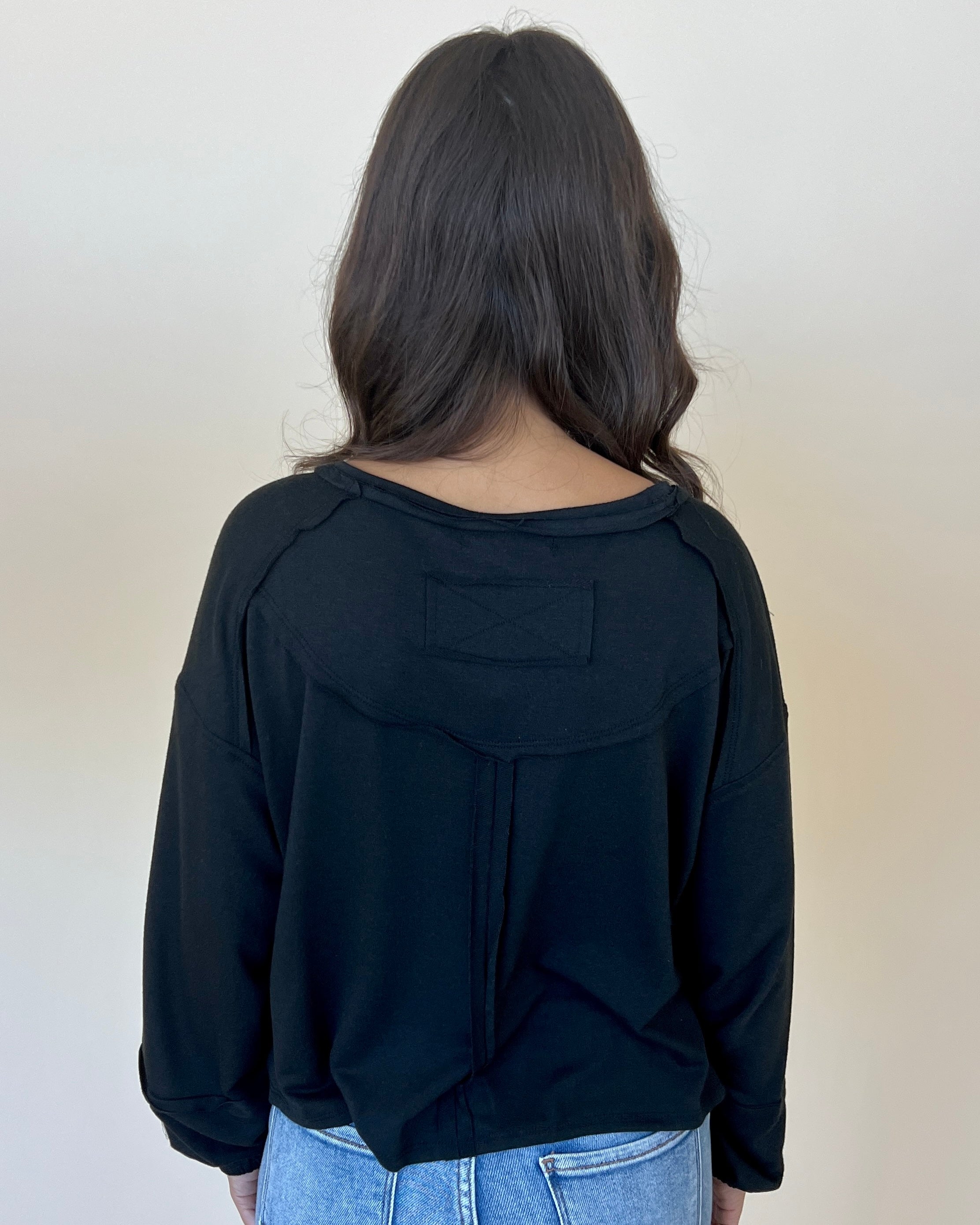 Give It Up Black French Terry Top-Shop-Womens-Boutique-Clothing