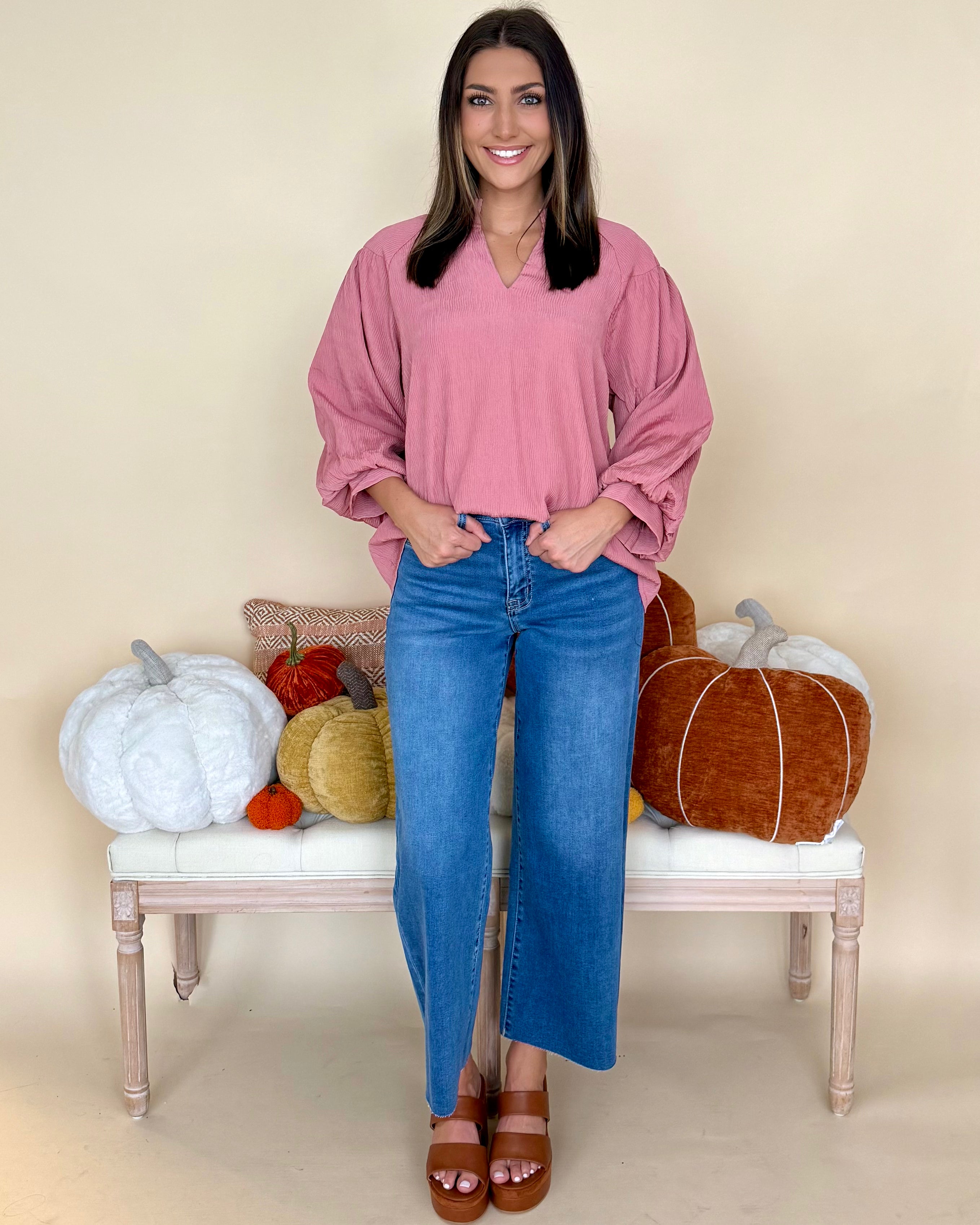 Remind Me Dusty Pink Textured Smock Top-Shop-Womens-Boutique-Clothing