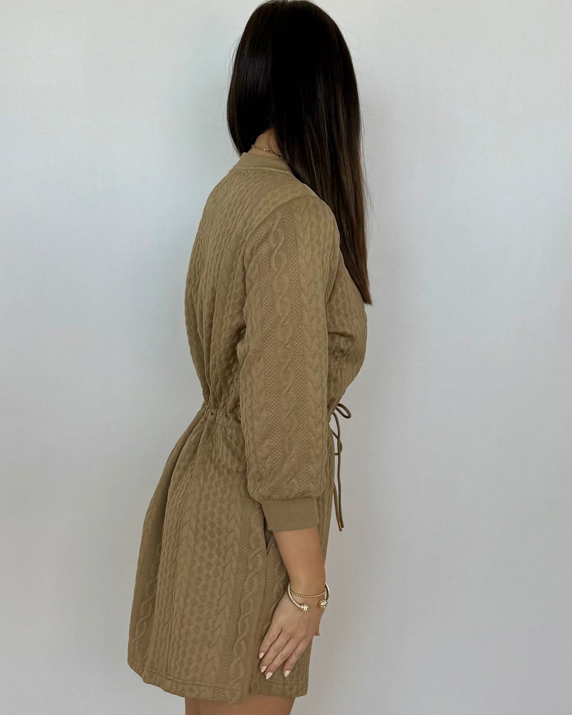 Finding Ways Taupe Cable Tie Waist Dress-Shop-Womens-Boutique-Clothing