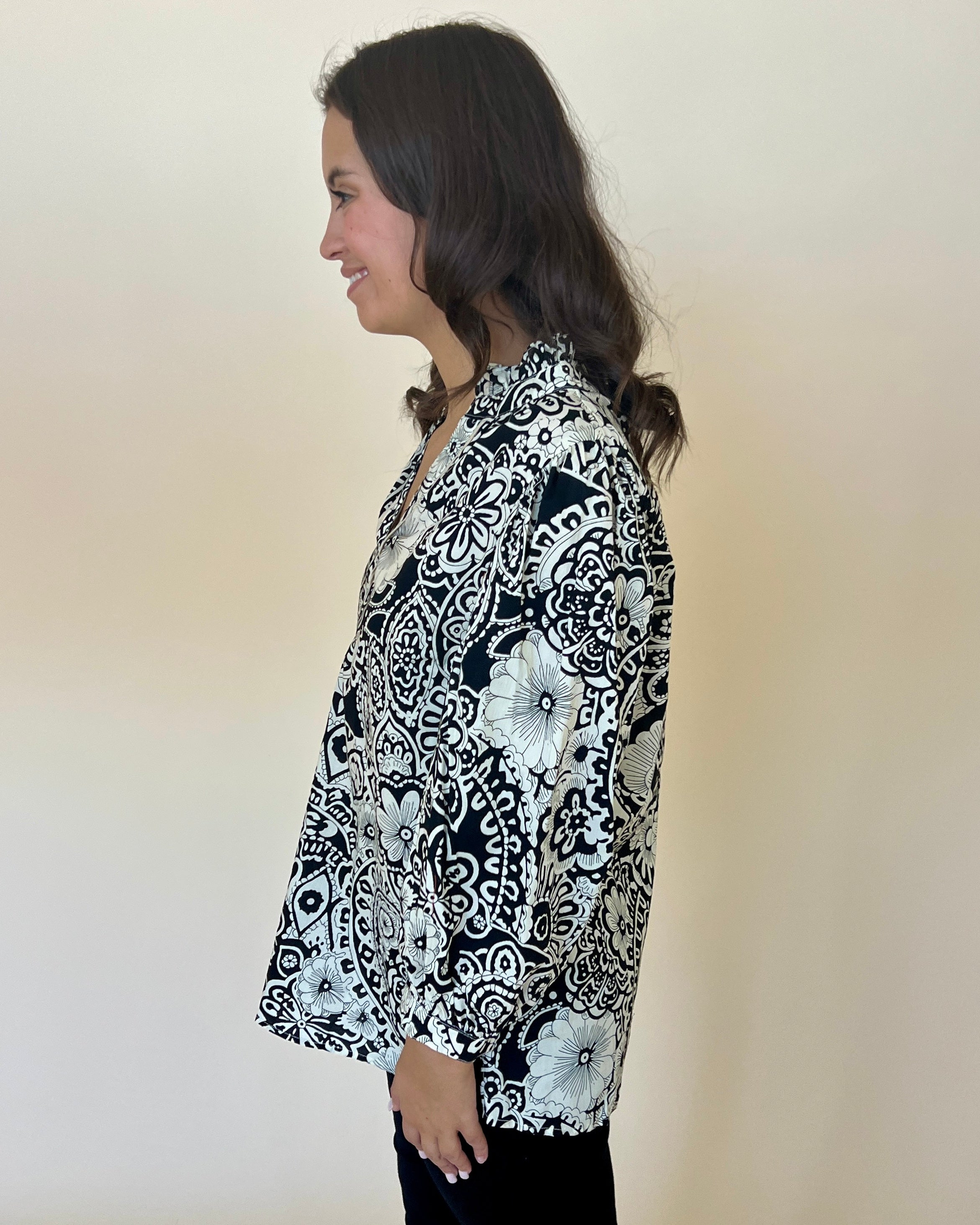 Fan Of Floral Black Floral Top-Shop-Womens-Boutique-Clothing