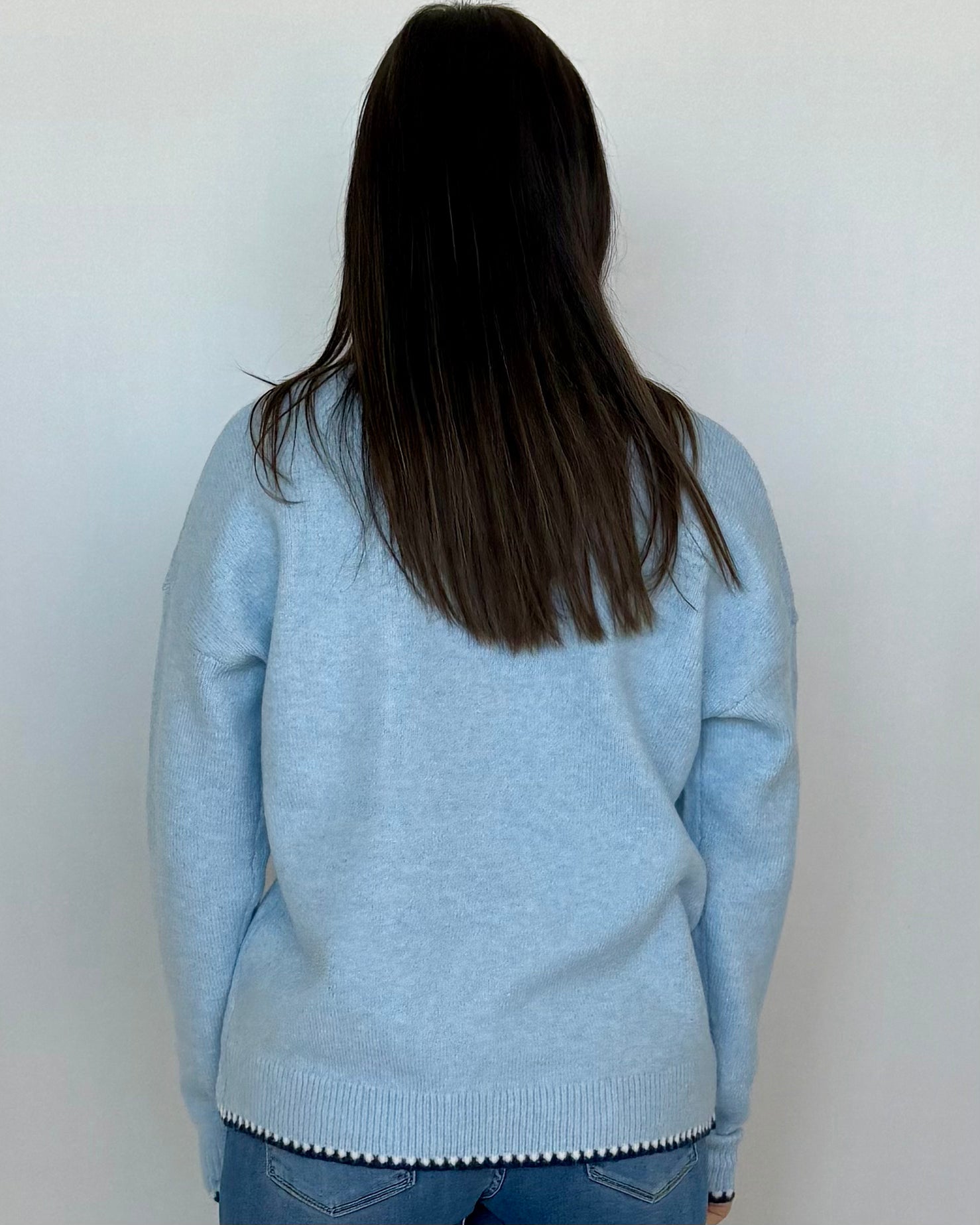 Another Day Lt Blue Stitch Pocket Sweater-Shop-Womens-Boutique-Clothing