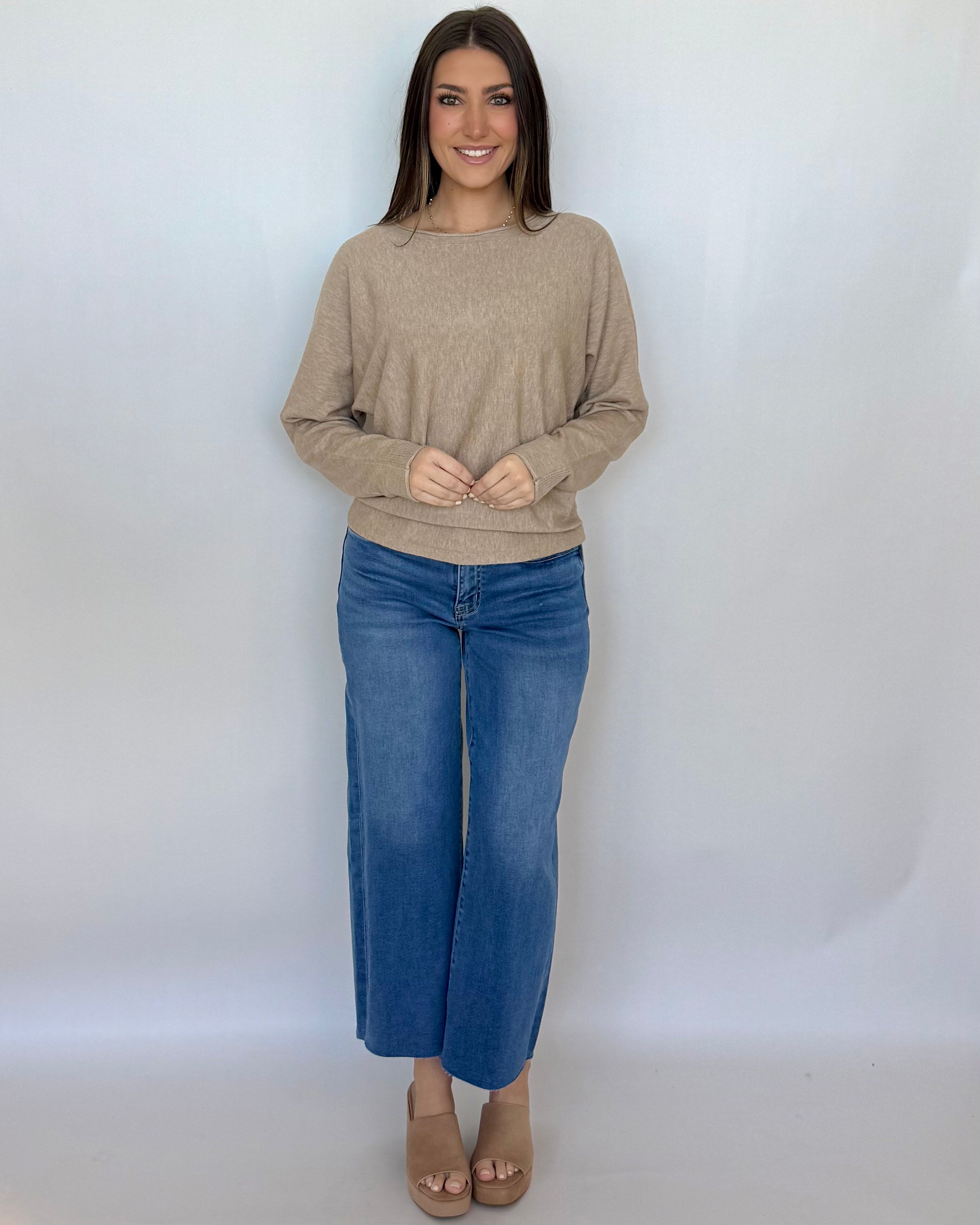 Always In Sight Taupe Dolman Sweater-Shop-Womens-Boutique-Clothing