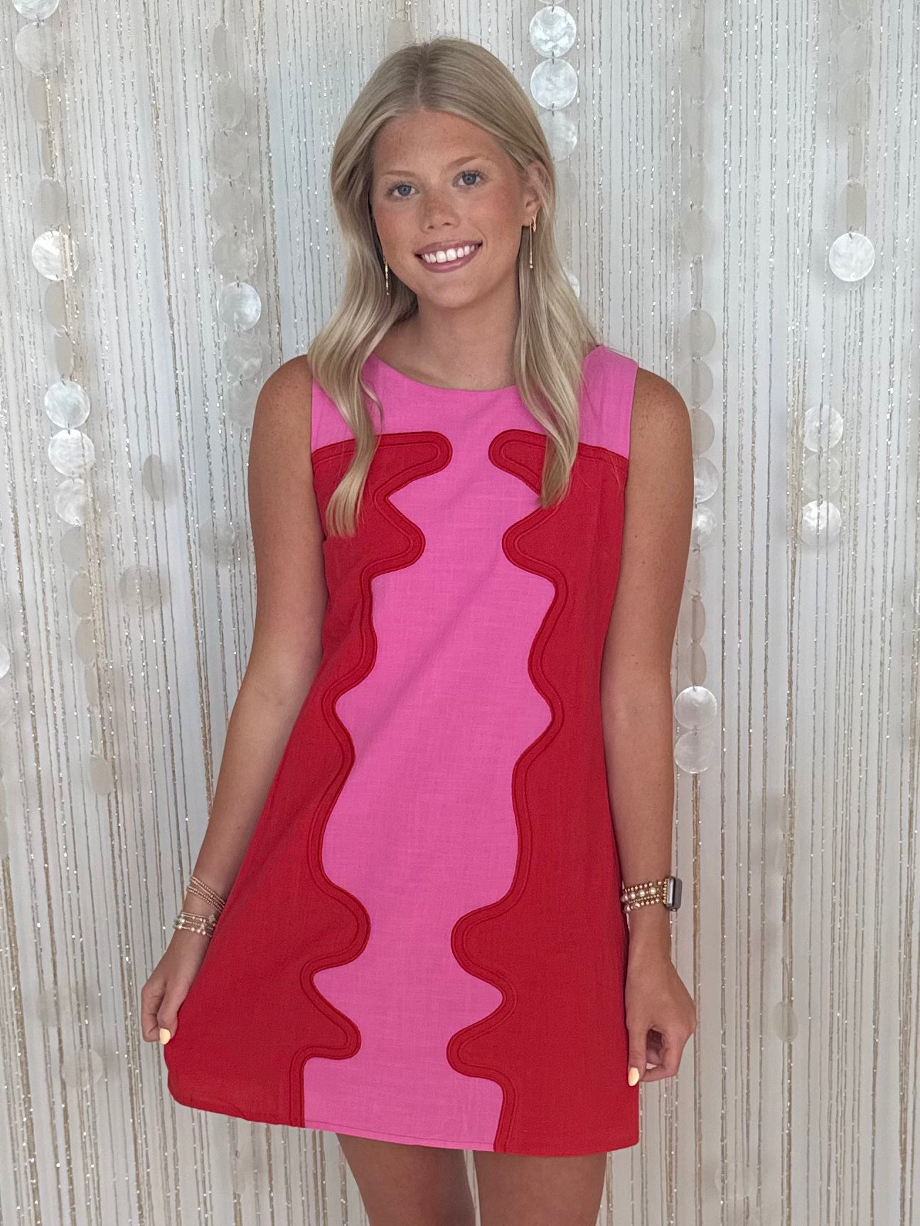 Vacay Plans Pink Wavy Detail Shift Dress-Shop-Womens-Boutique-Clothing