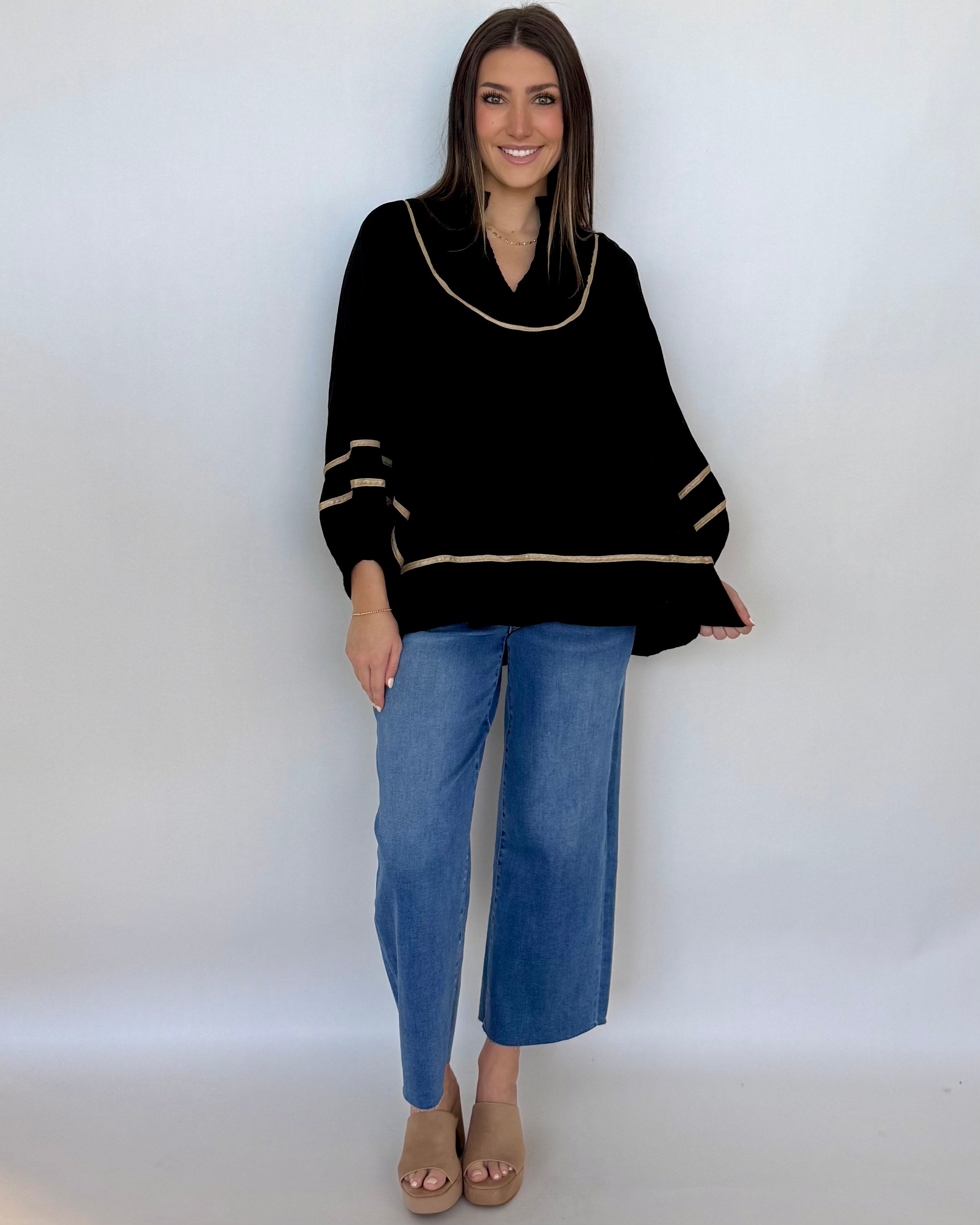 Moment Of Time Black Smocked Piping Top-Shop-Womens-Boutique-Clothing