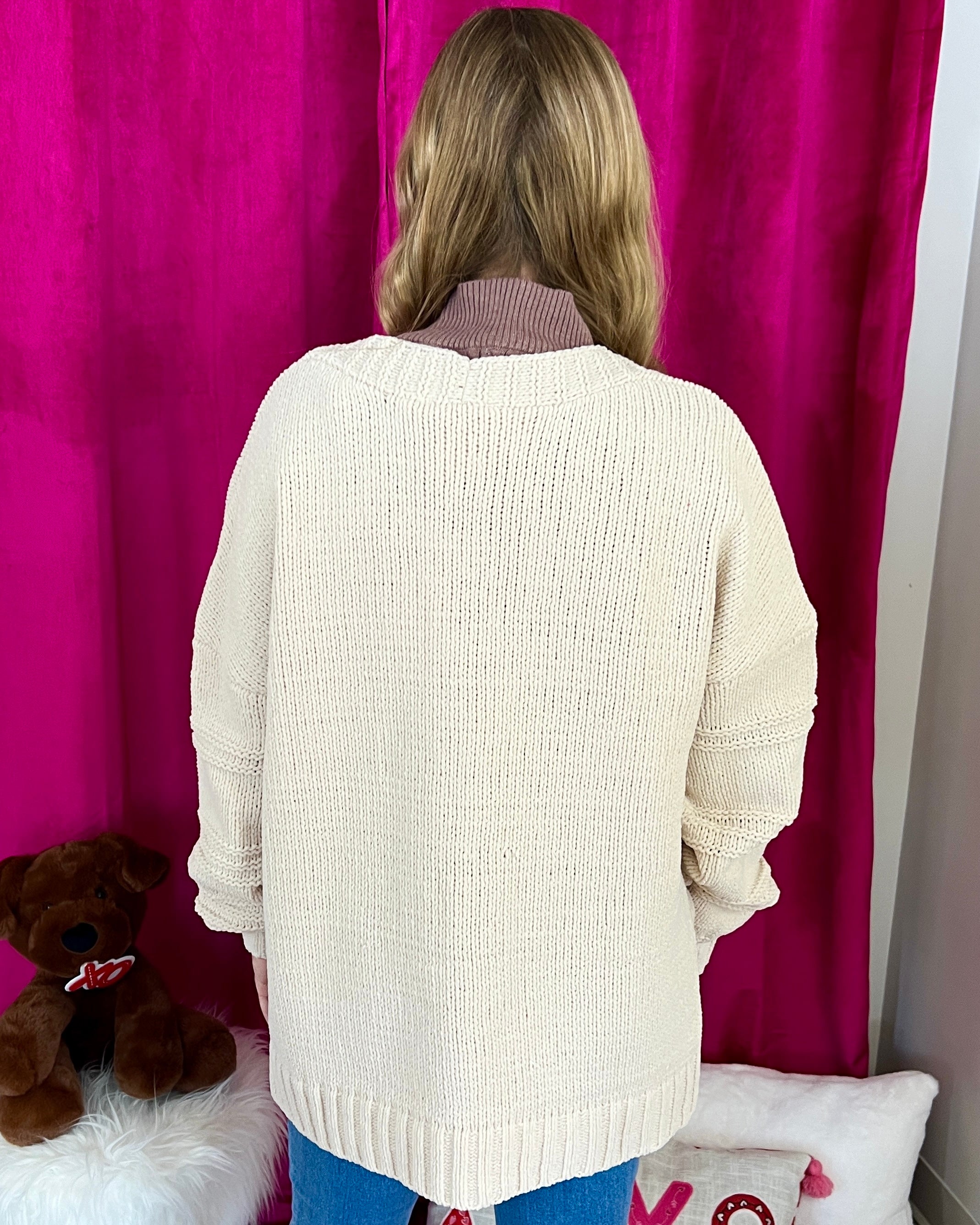 Stay Sweet Ecru Sleeve Detail Cardigan-Shop-Womens-Boutique-Clothing