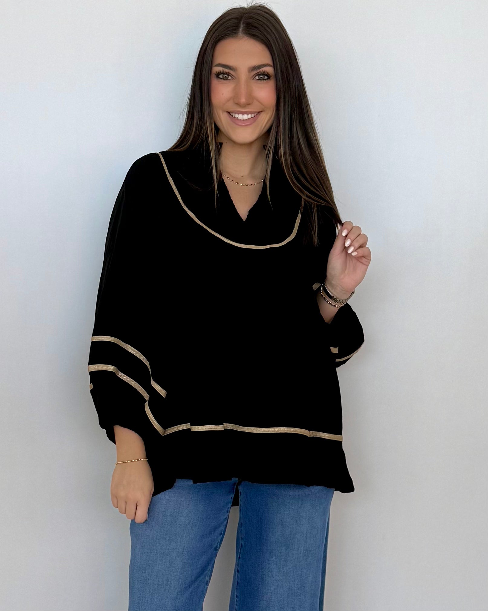 Moment Of Time Black Smocked Piping Top-Shop-Womens-Boutique-Clothing