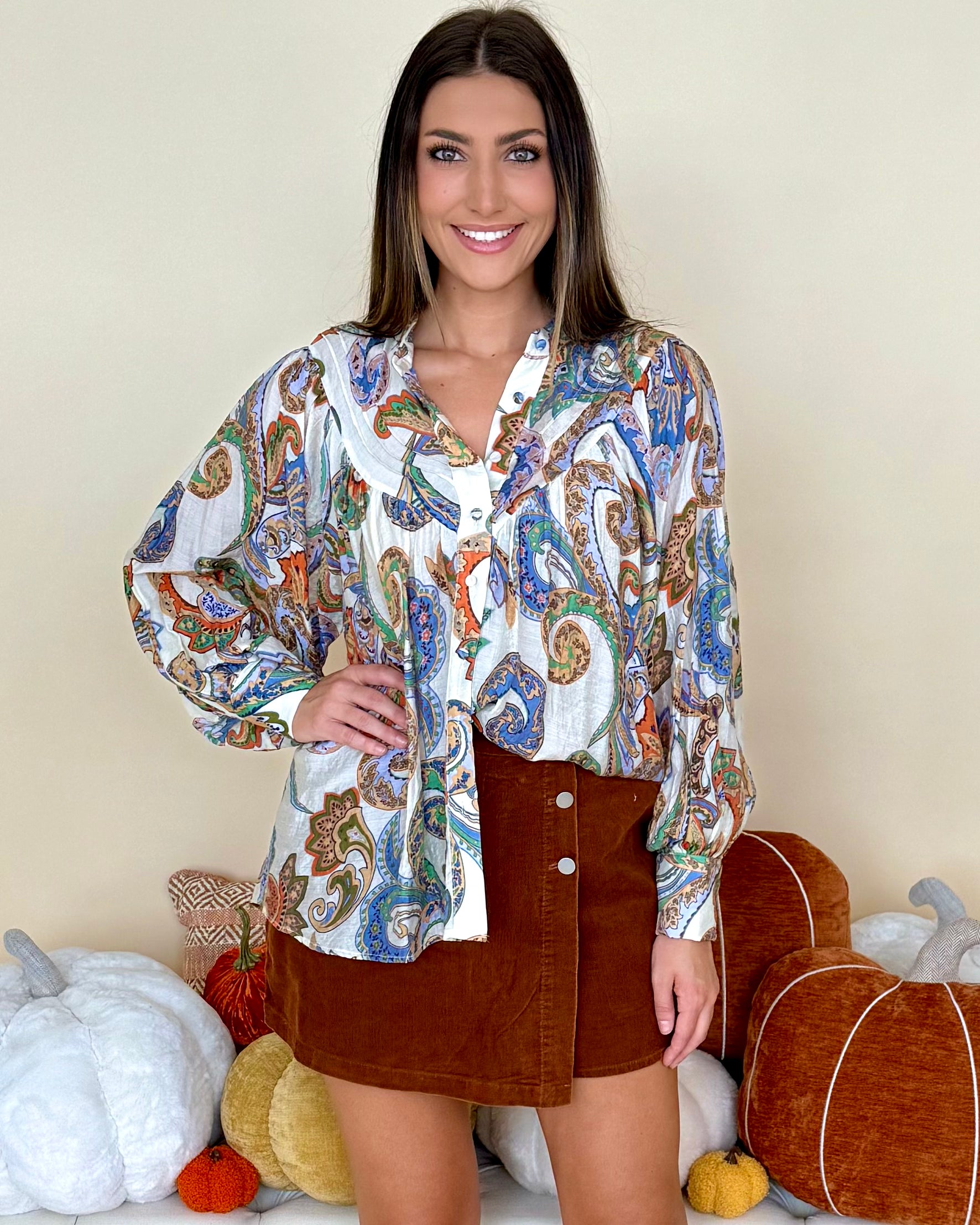 You Need It Ivory Paisley Top-Shop-Womens-Boutique-Clothing
