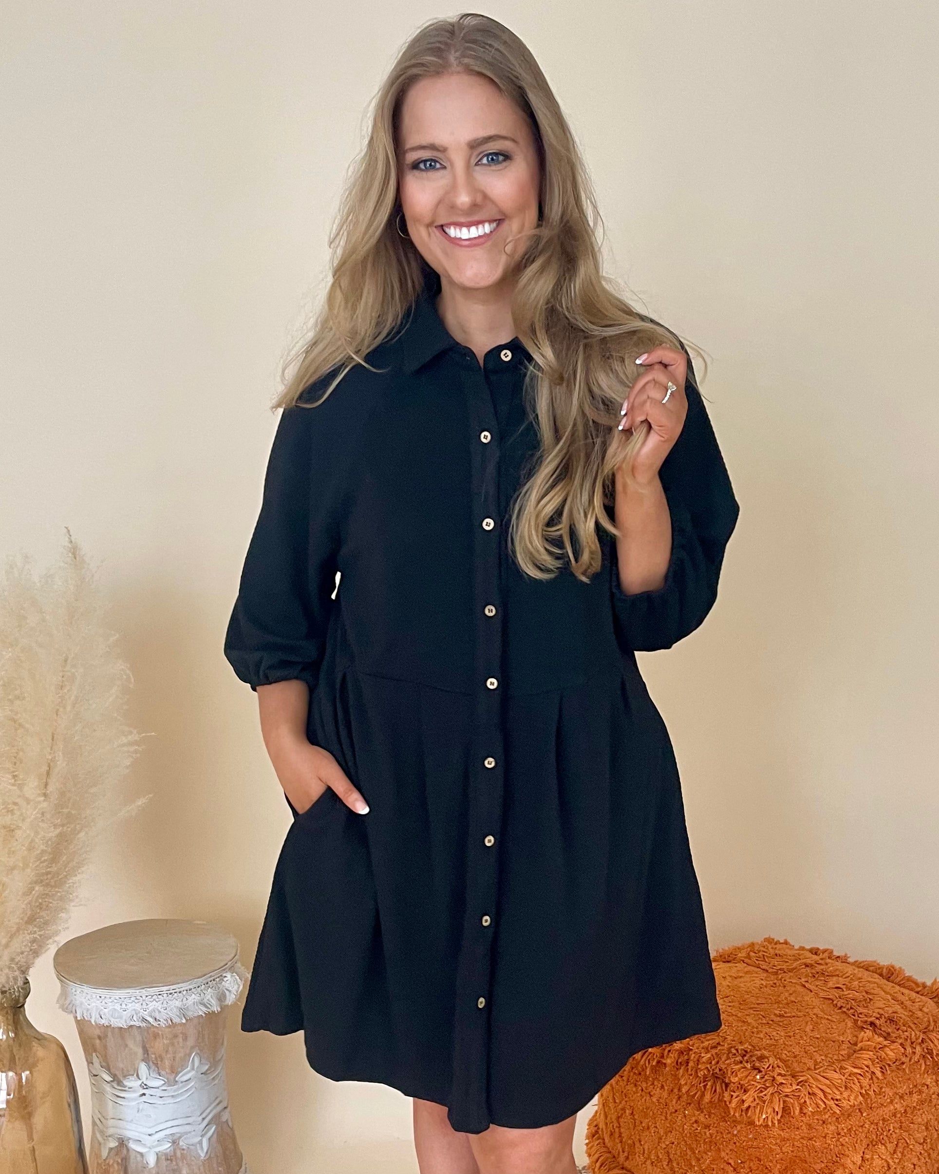 The Dream Black Plus Textured Dress-Shop-Womens-Boutique-Clothing