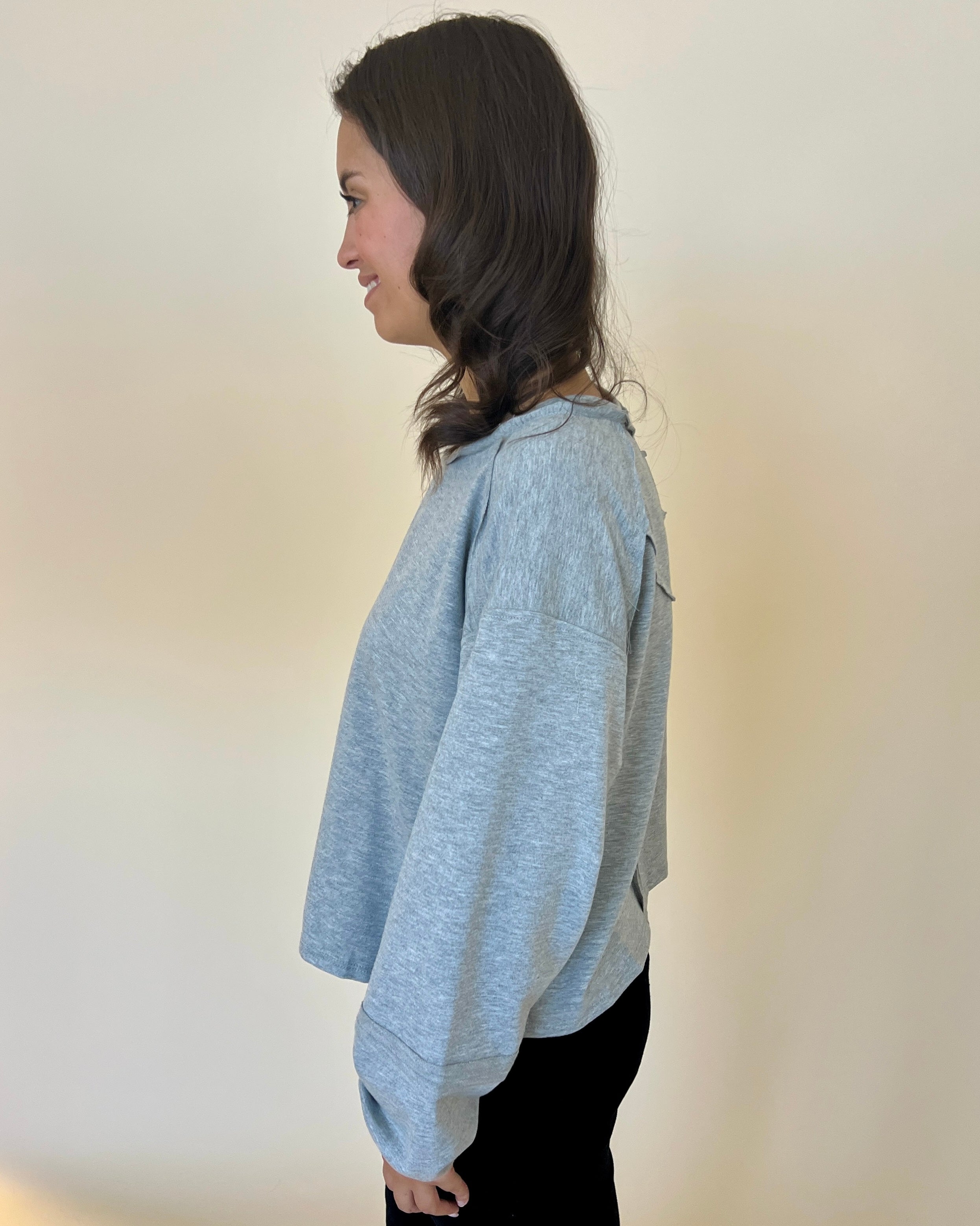 Give It Up Gray French Terry Top-Shop-Womens-Boutique-Clothing