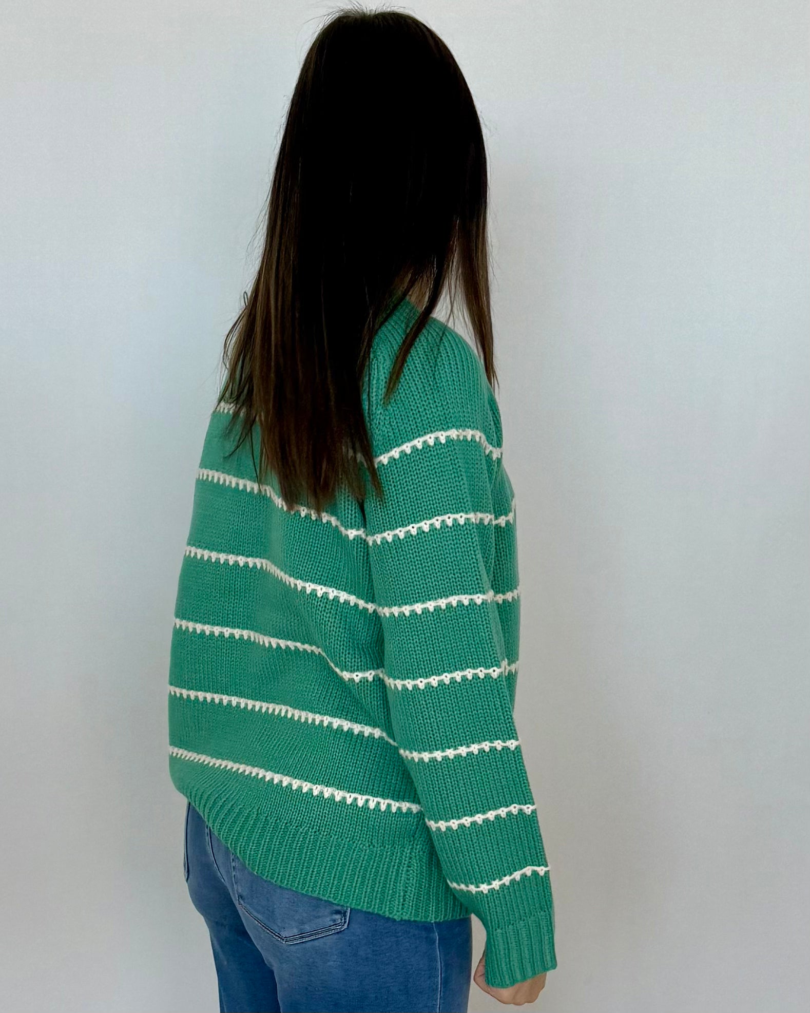 Tell You All Lt Jade Texture Stripe Sweater-Shop-Womens-Boutique-Clothing