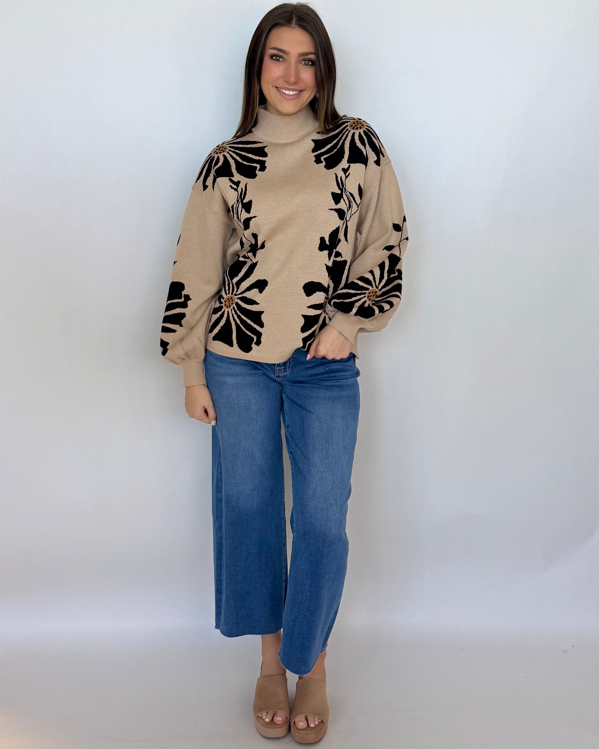 Graceful Days Ecru Floral Print Sweater-Shop-Womens-Boutique-Clothing