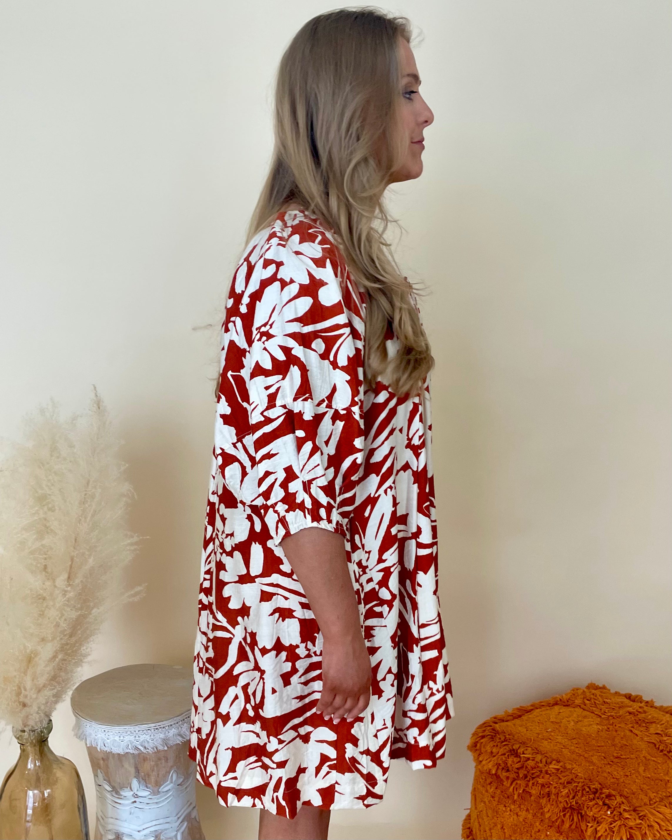 See You Out Rust Plus Print Dress-Shop-Womens-Boutique-Clothing