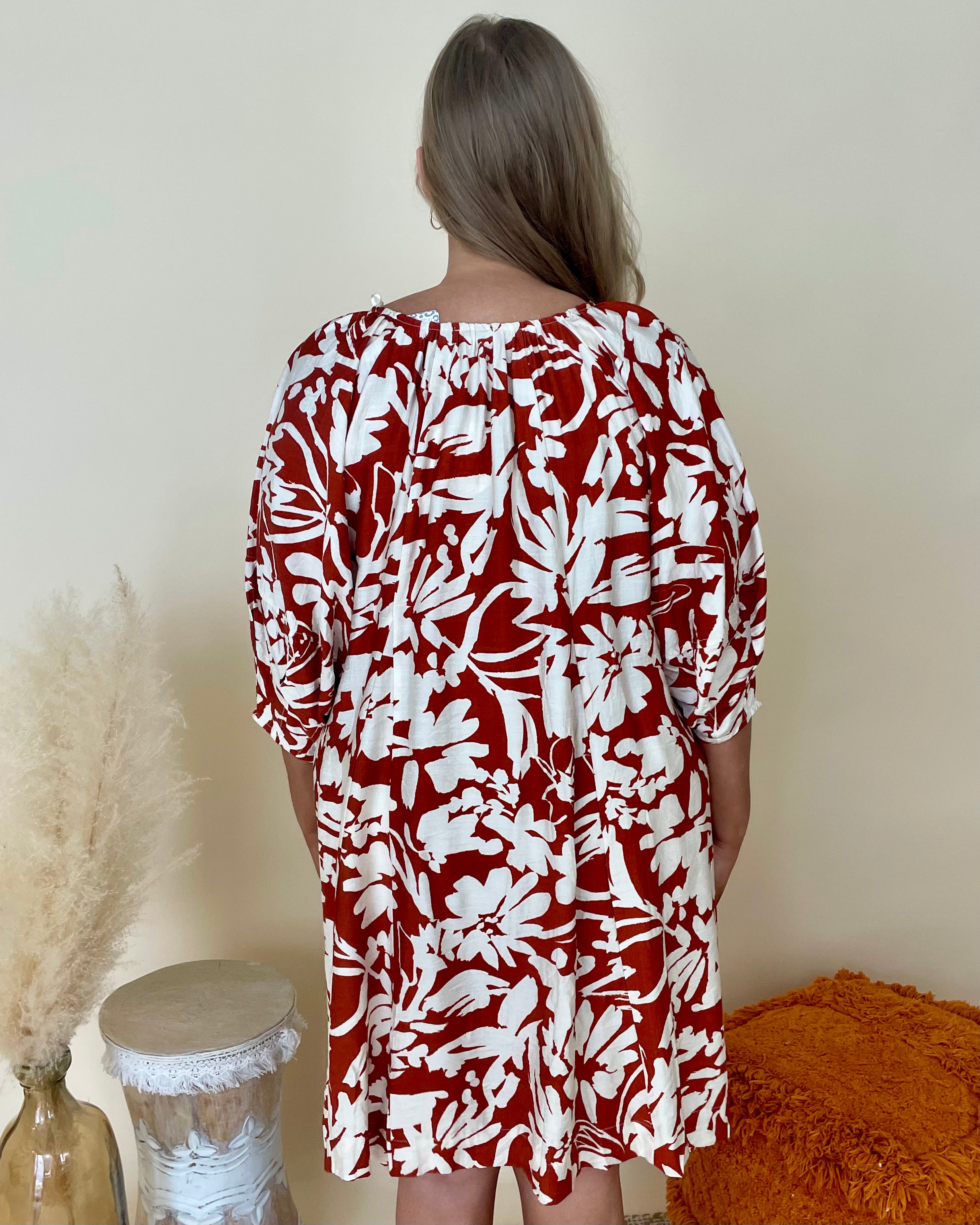 See You Out Rust Plus Print Dress-Shop-Womens-Boutique-Clothing