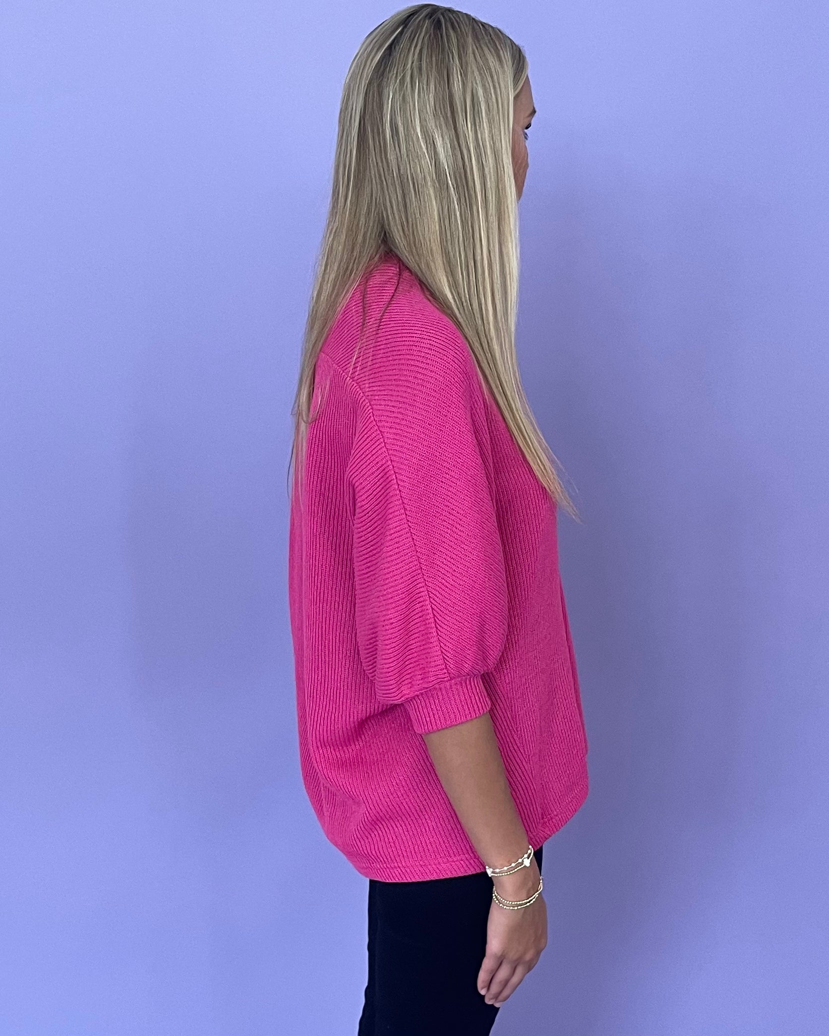 Beautiful Feeling Fuchsia Rib Knit Top-Shop-Womens-Boutique-Clothing