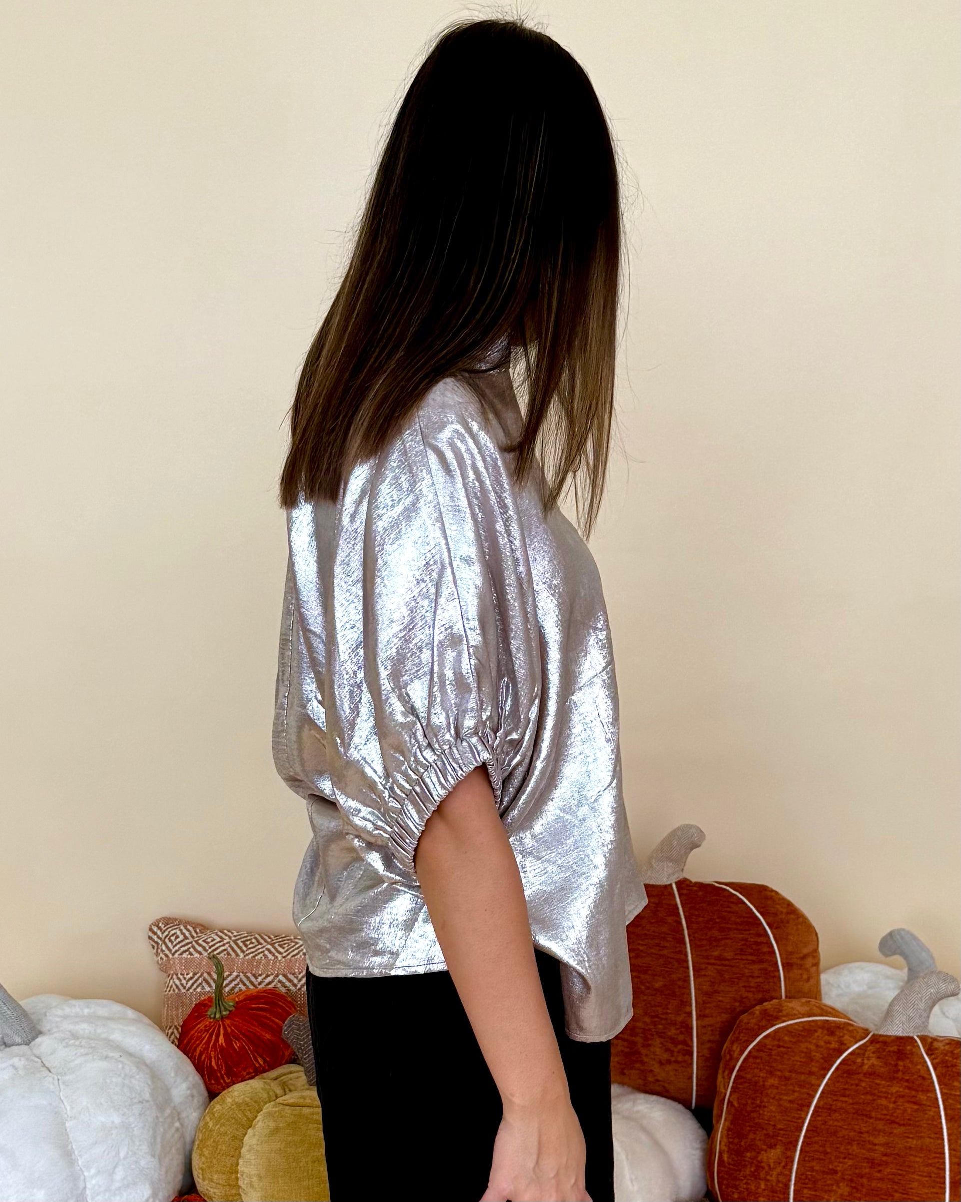 Dare To Try Champagne Metallic Dolman Top-Shop-Womens-Boutique-Clothing