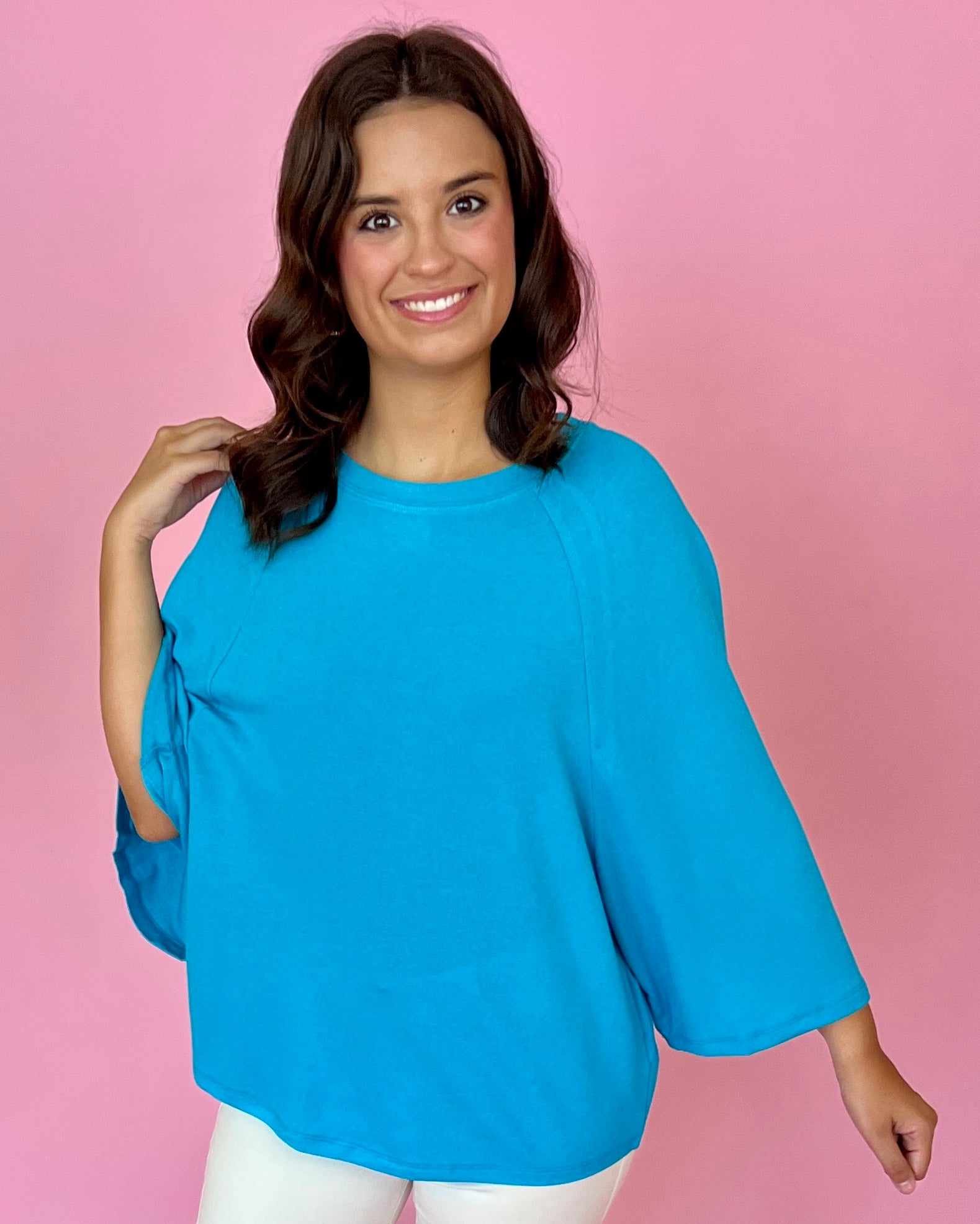 Comfy And Cute Teal Raglan Sleeve Knit Top-Shop-Womens-Boutique-Clothing