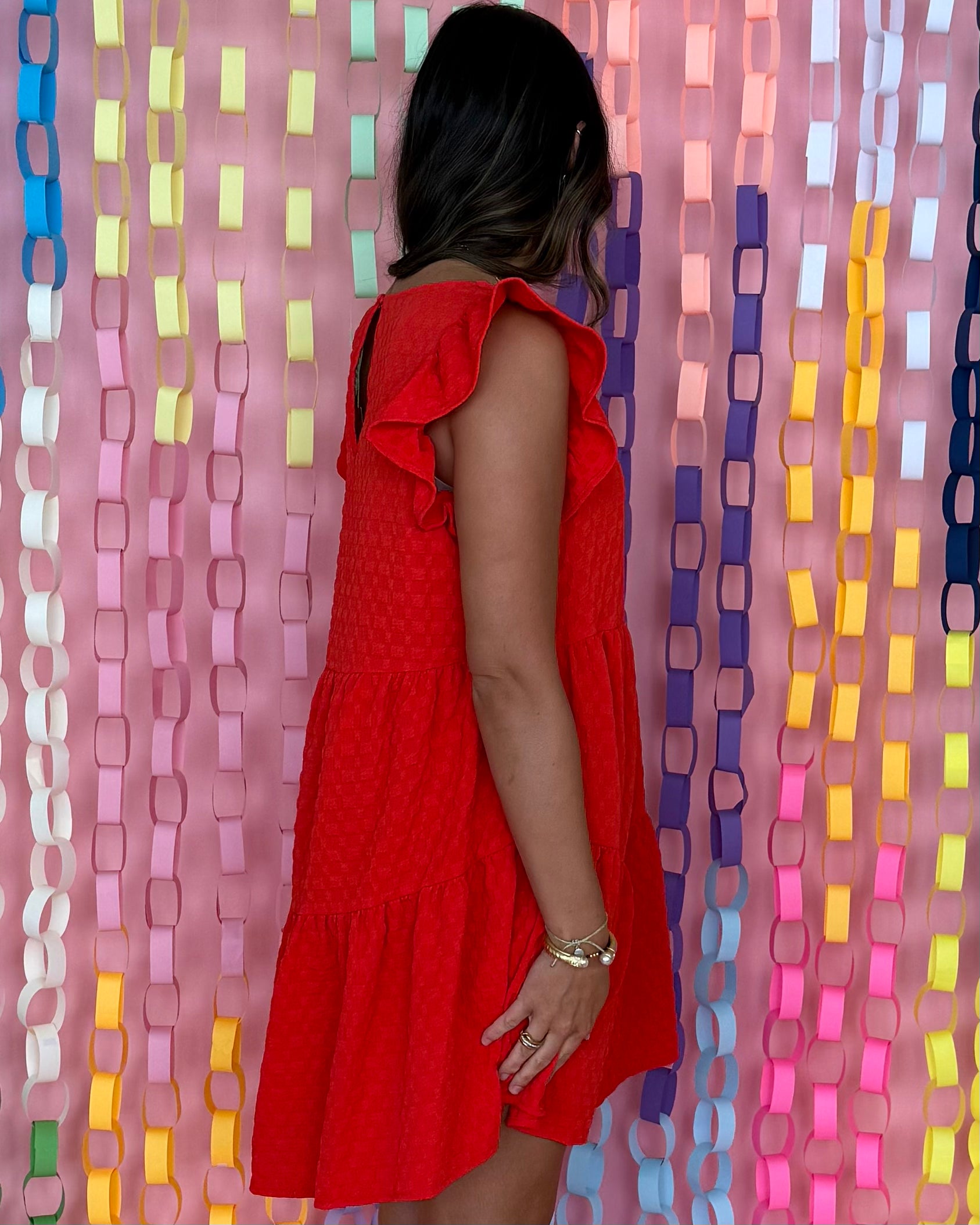 Here With Me Cherry Red Textured Dress-Shop-Womens-Boutique-Clothing