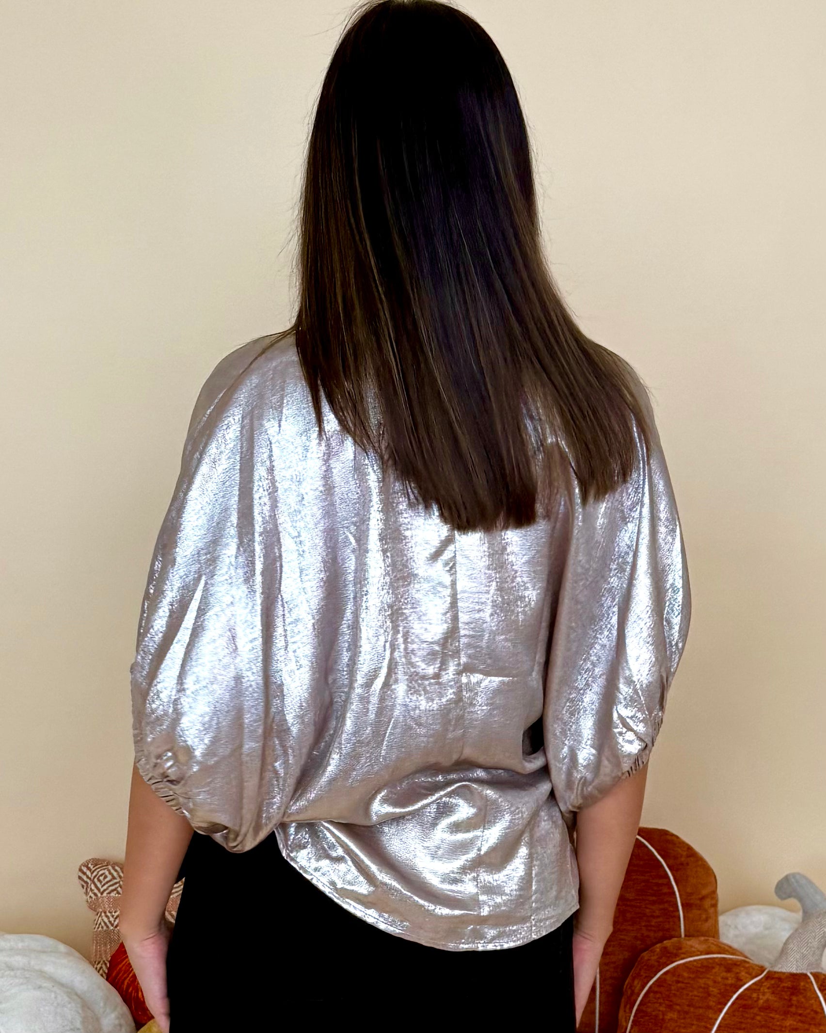 Dare To Try Champagne Metallic Dolman Top-Shop-Womens-Boutique-Clothing